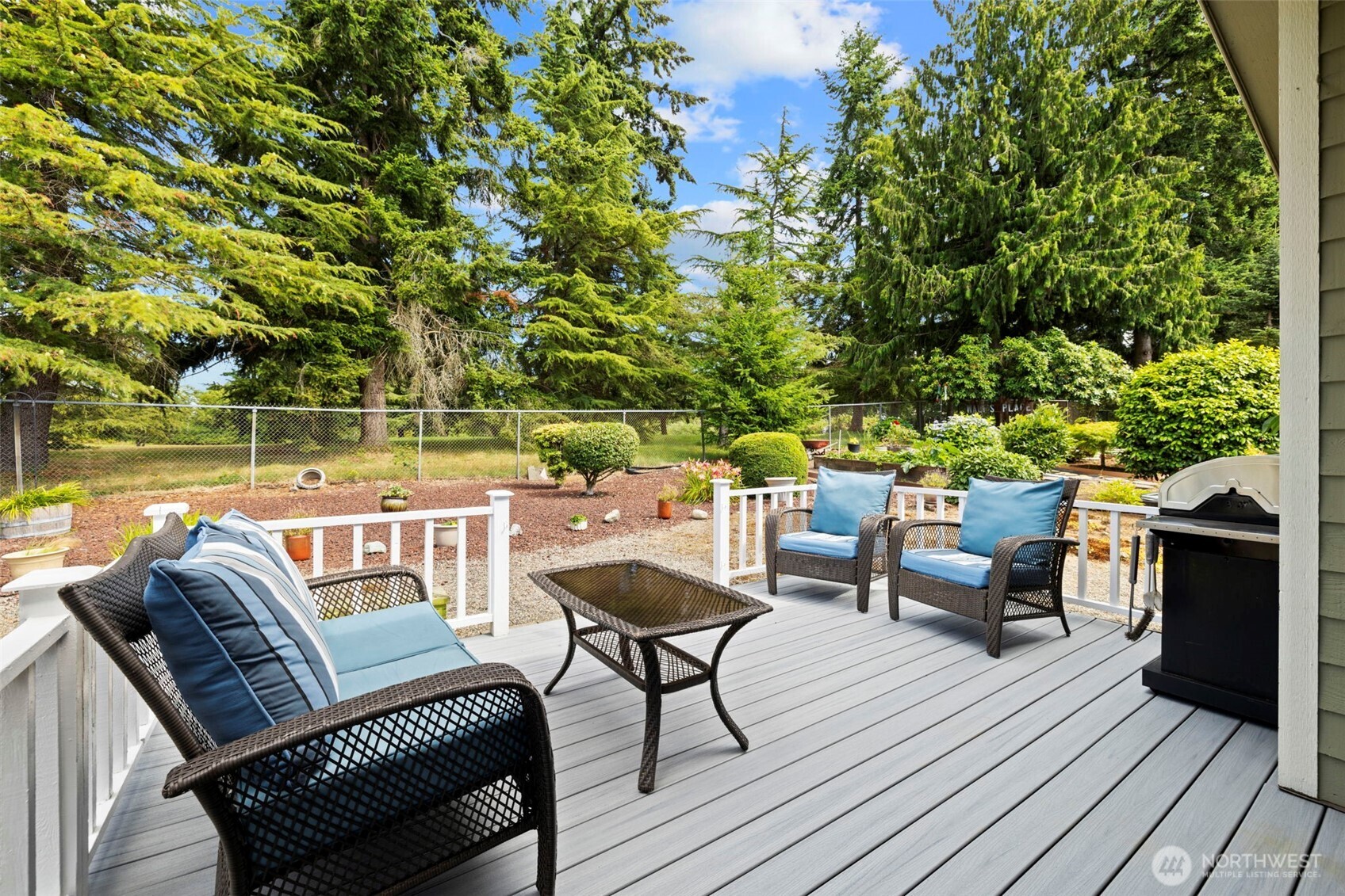 Composite deck and low maintenance landscaping. Views for days!