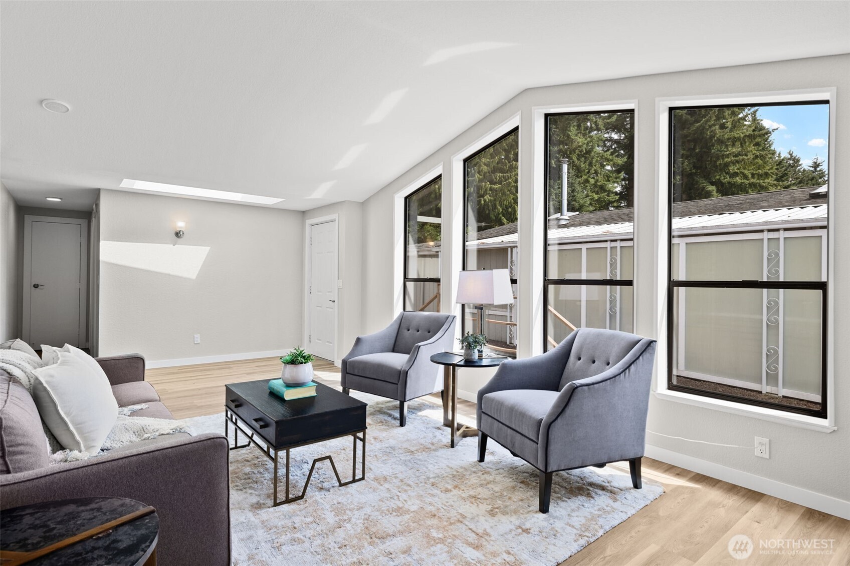 New fixtures, can lighting, and hardware. Open, light, and bright!