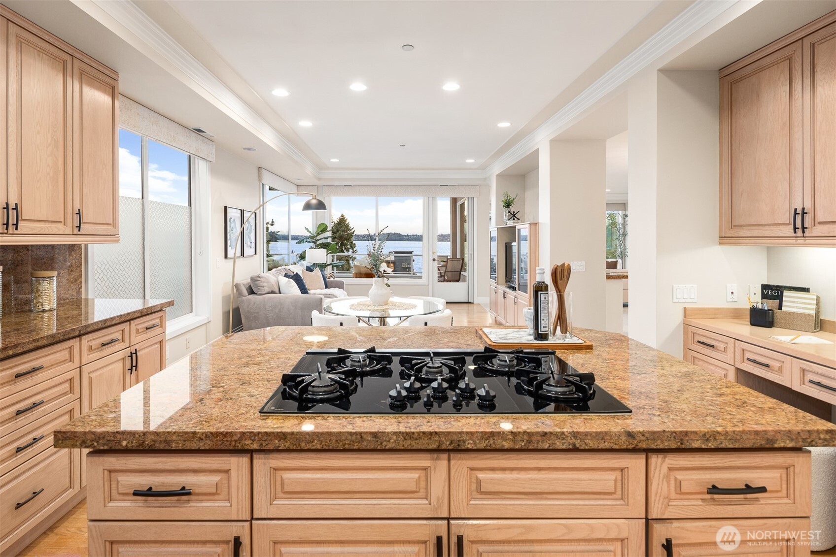 Enjoy lake and mountain views while