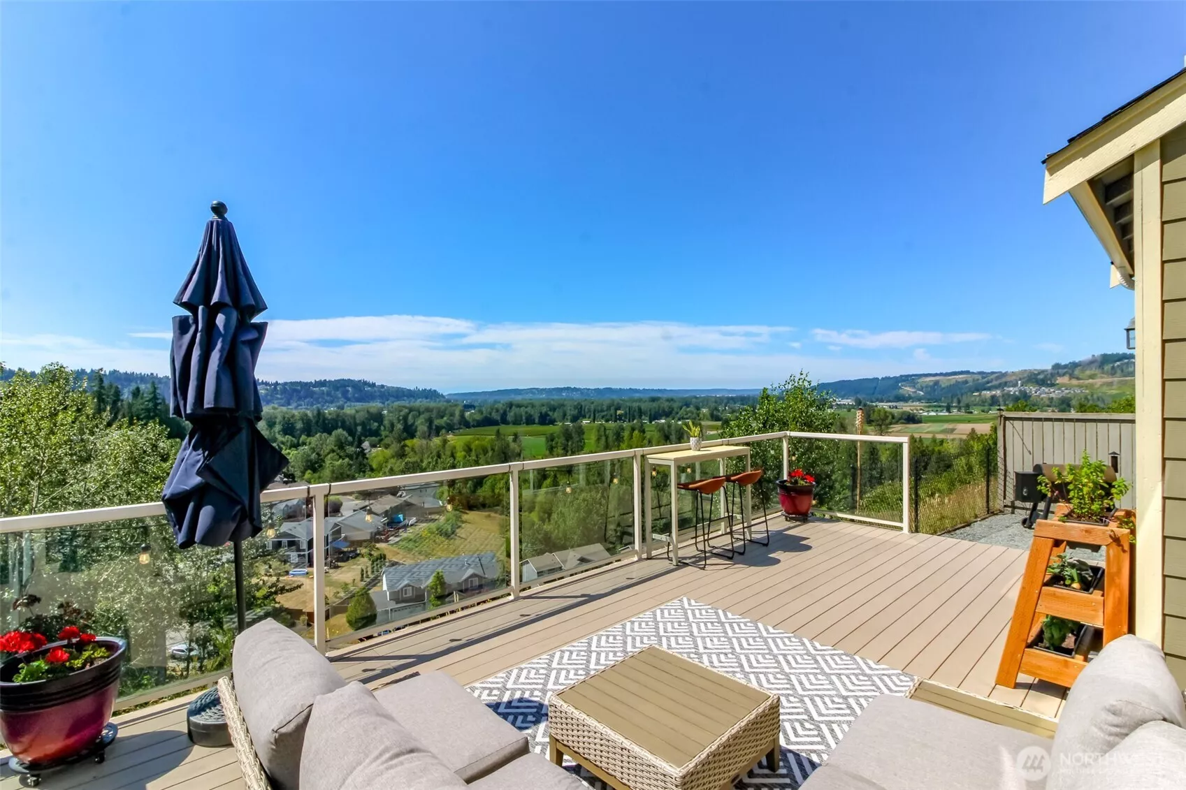 This breathtaking deck offers panoramic valley views perfect for entertaining or quiet relaxation.
