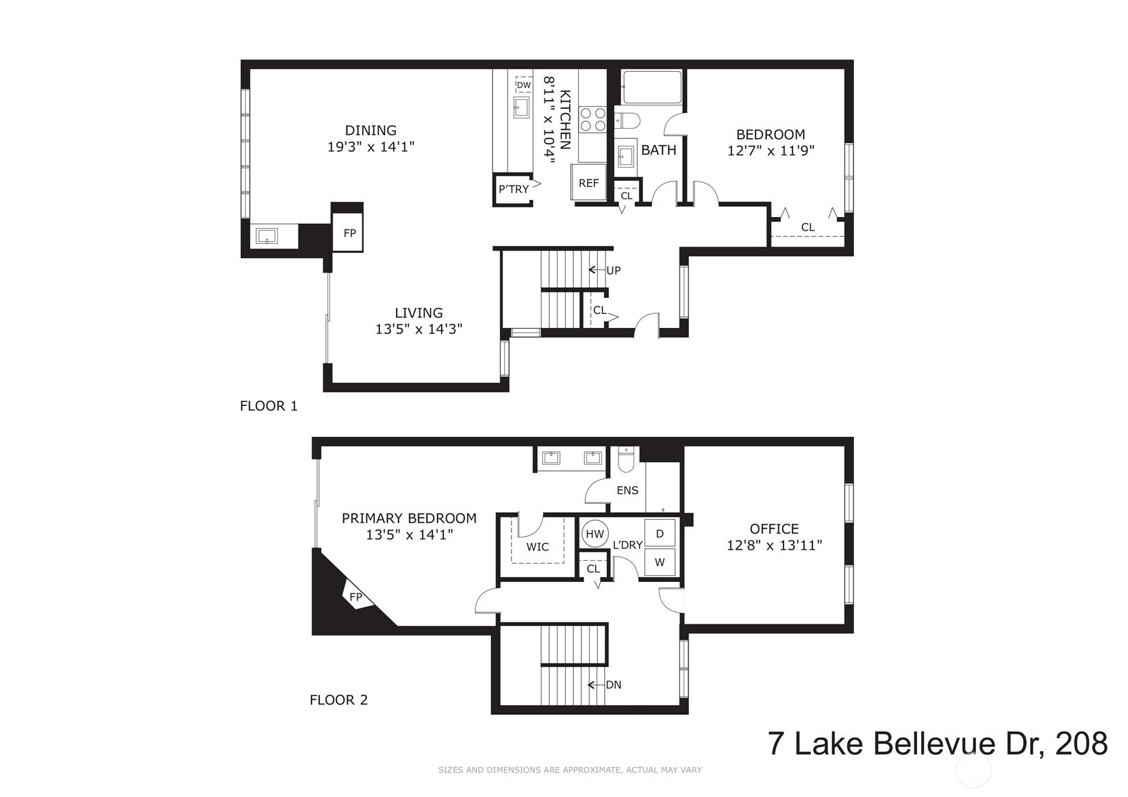 Spacious 2 bedroom, 2 bathroom + office / flex space private end unit