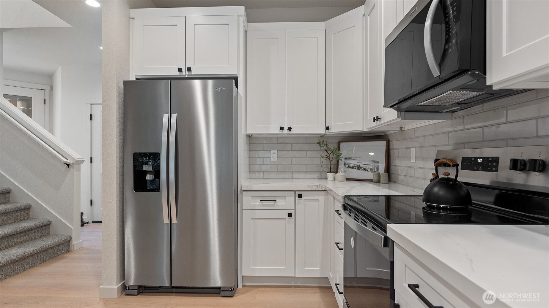 Stainless appliances in kitchen
