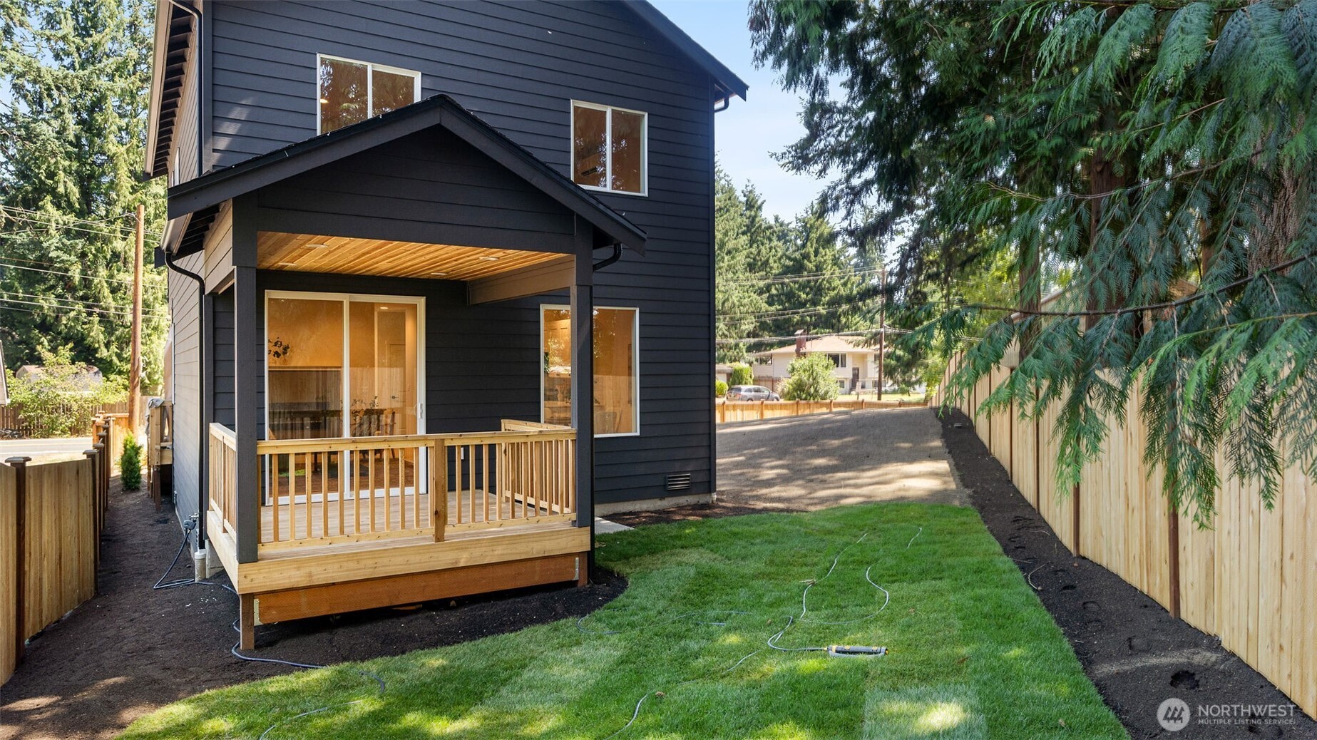 Landscaped, fenced back yard.