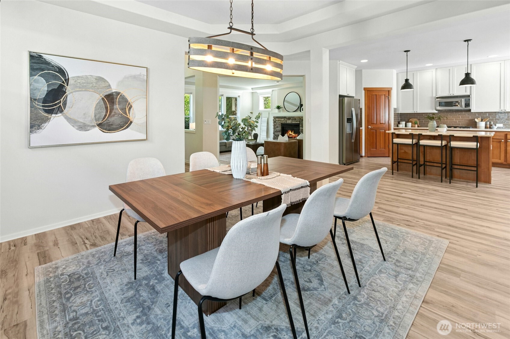 This photo shows the brilliance of the floorplan with open kitchen and even the living space in view.