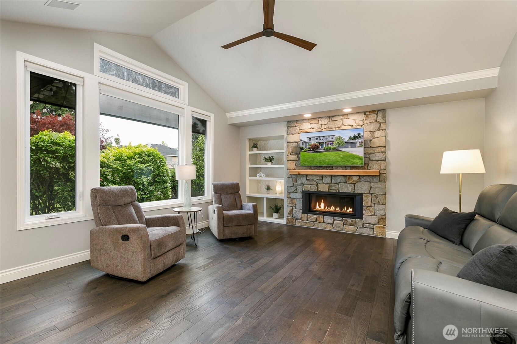 Second view of family room w/ great backyard views; all open to kitchen area