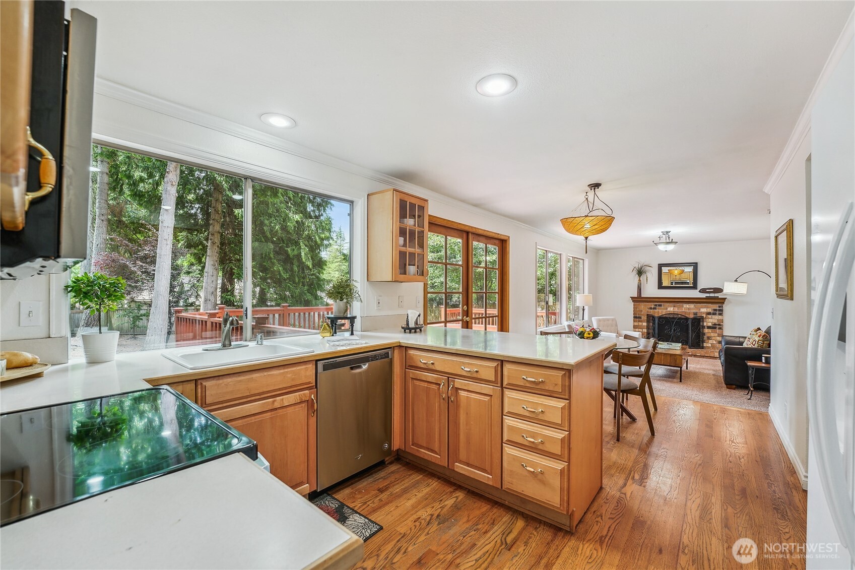 Opens to nook & family room