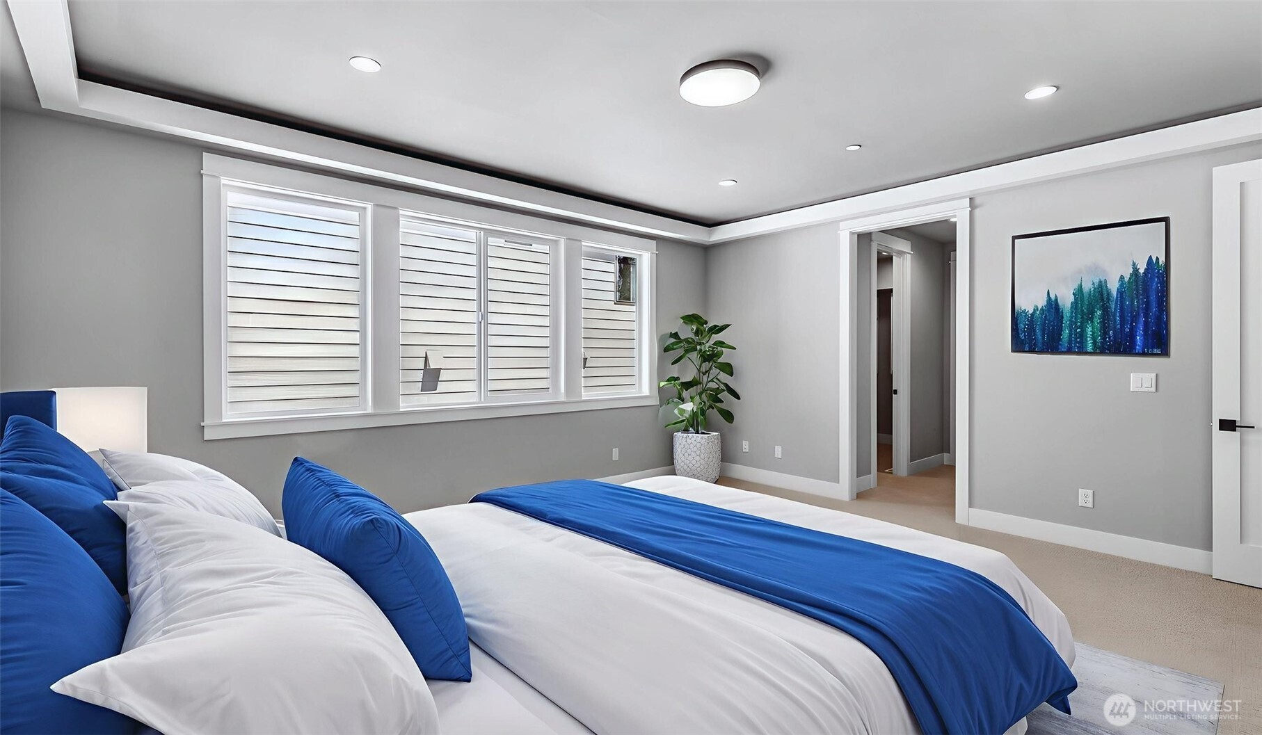 Massive Primary Bedroom, on the Upper Level. Virtually staged.