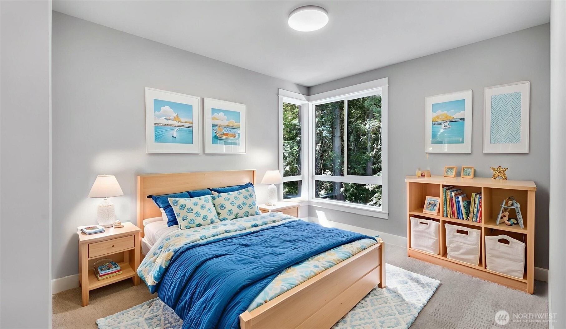 One of four bedrooms on the Upper Level. Virtually staged.