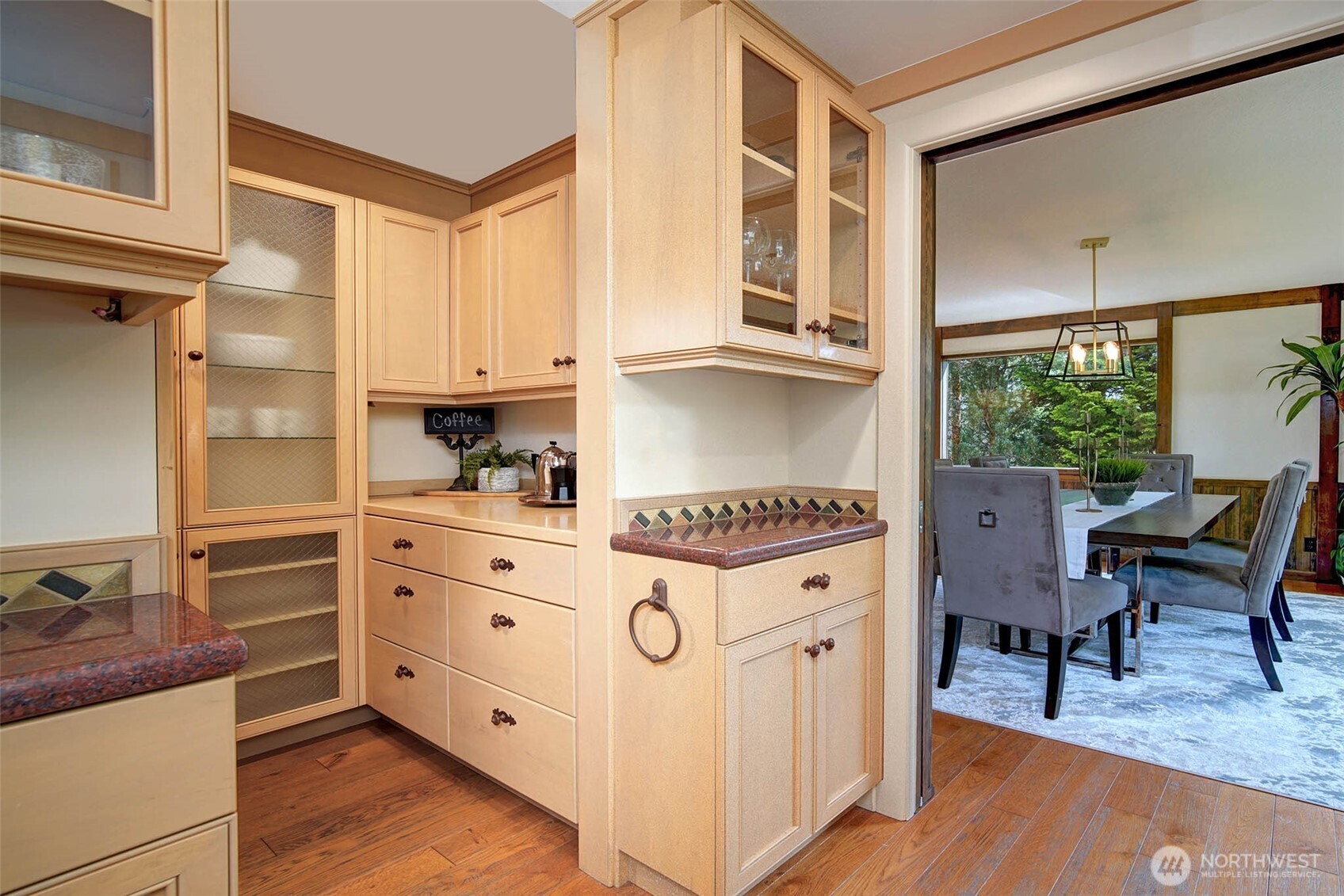 Formal dining convenient but separate from the kitchen