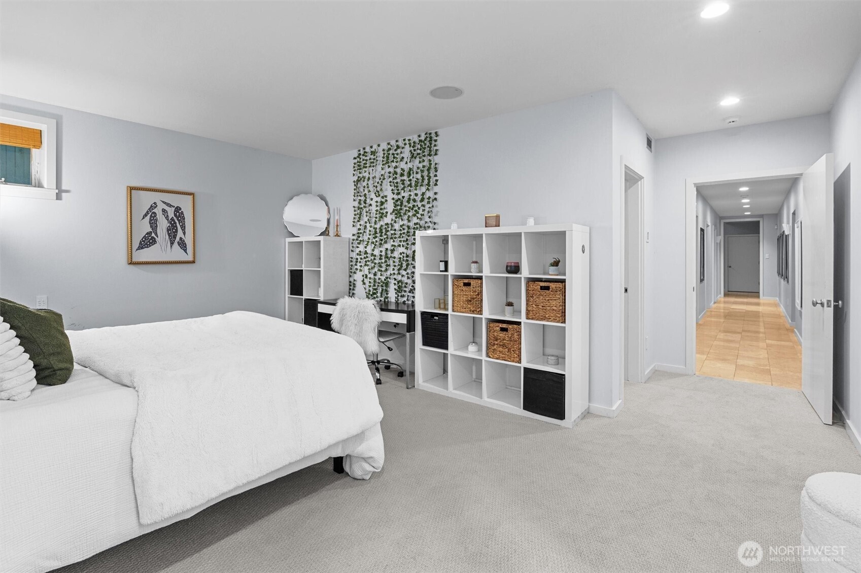 basement level guest guest bedroom in basement with walk in closet