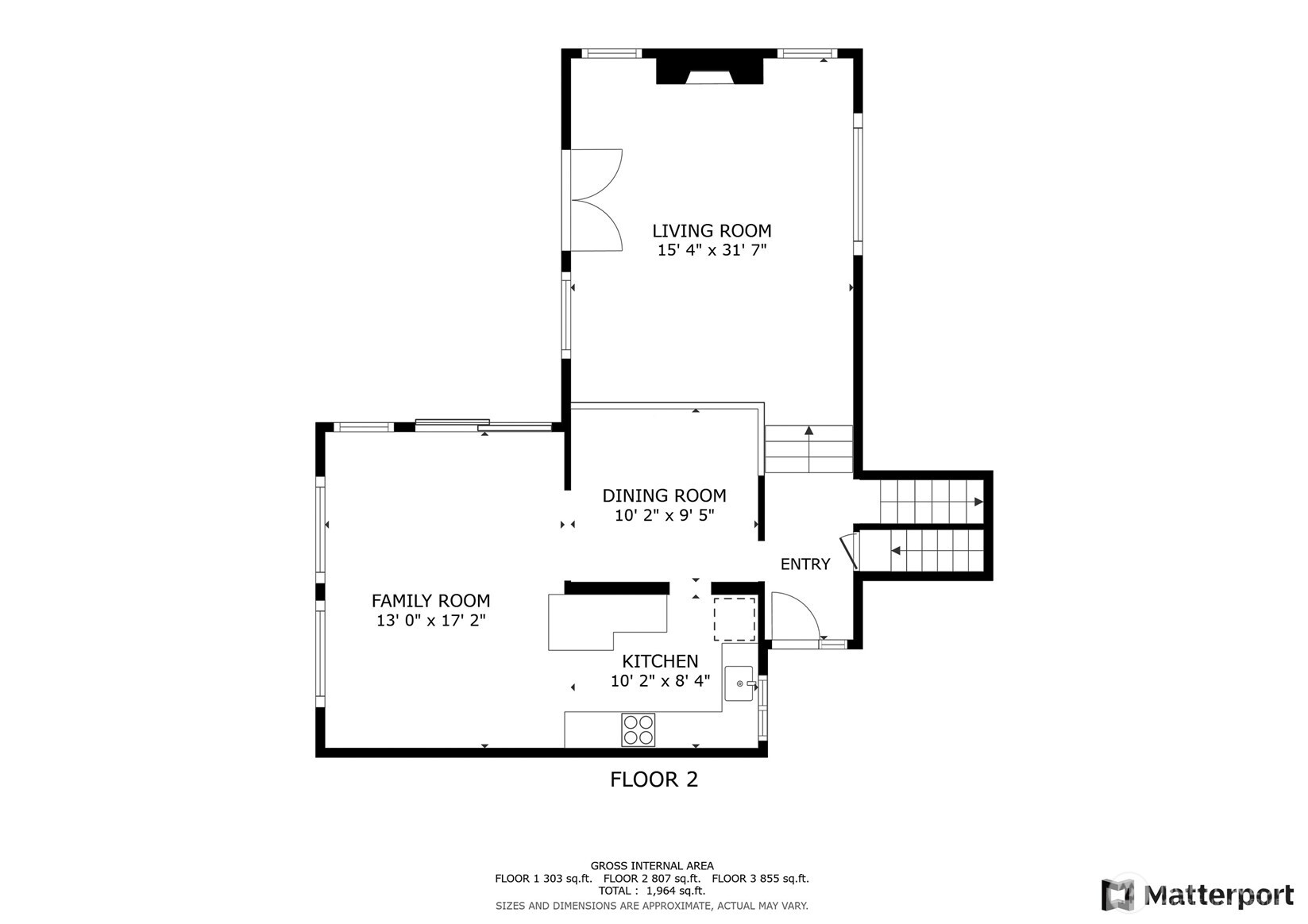 Main floor living spaces.