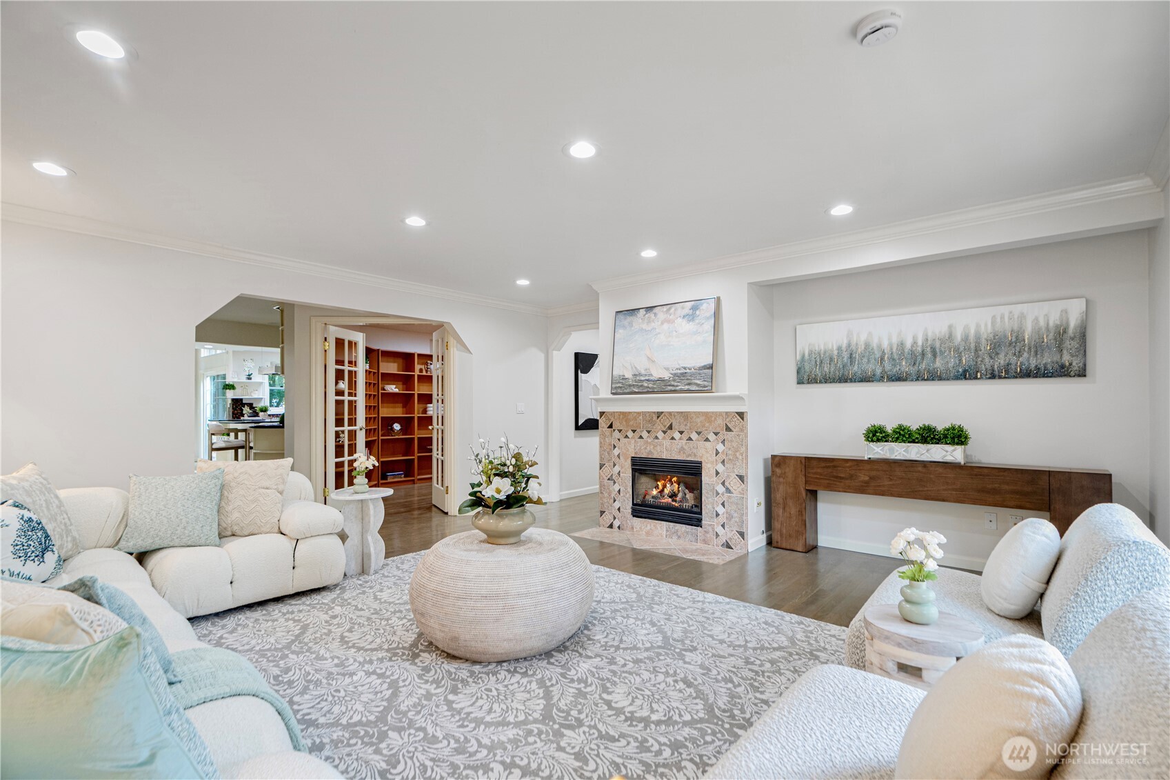 Cozy gas fireplace in the living room