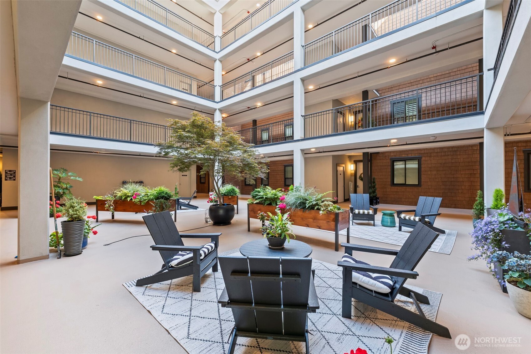 Enjoy the outdoors without leaving home from the courtyard located on the fifth floor