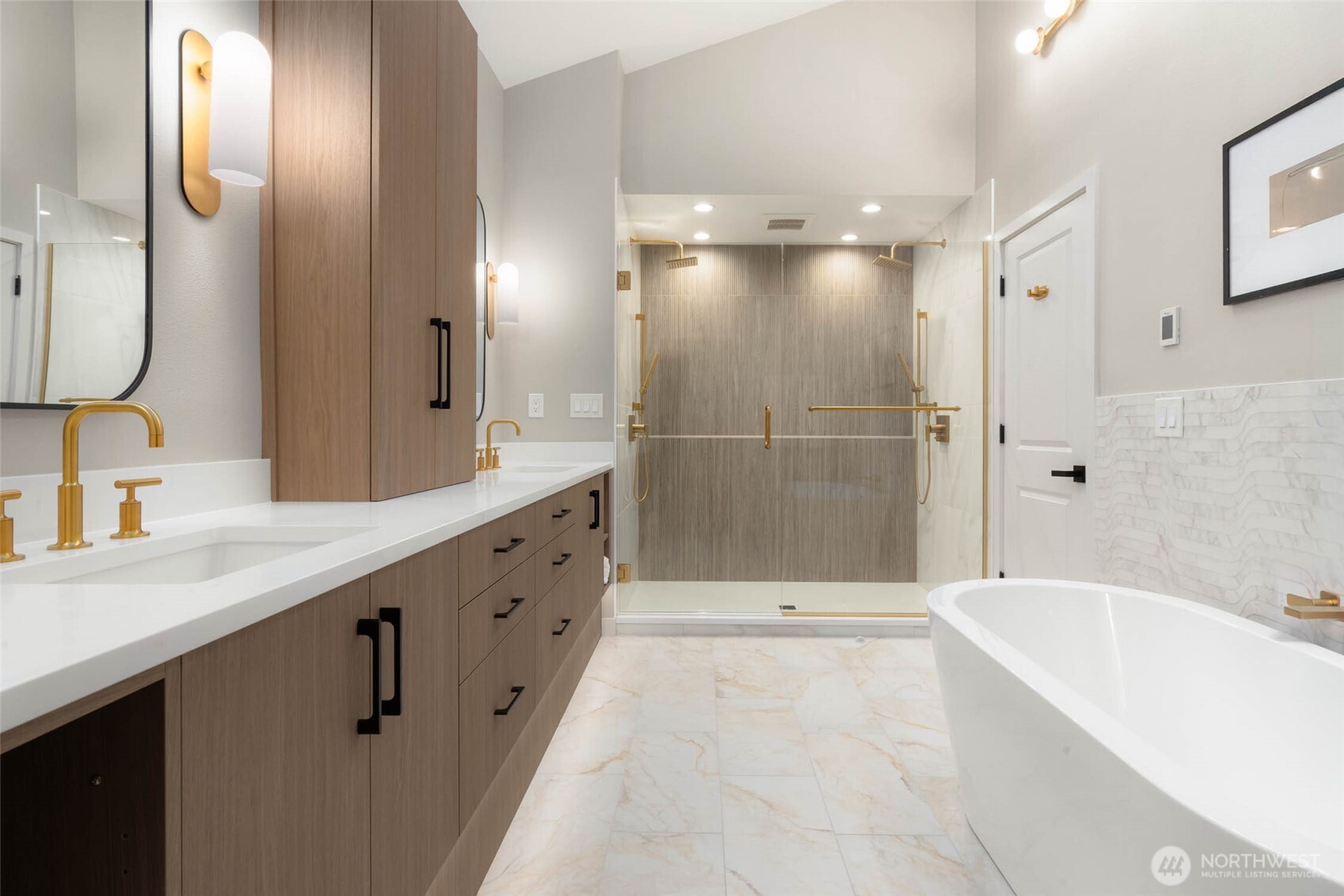 The primary suite bathroom....The entire suite is part of the major renovation that has just been completed.