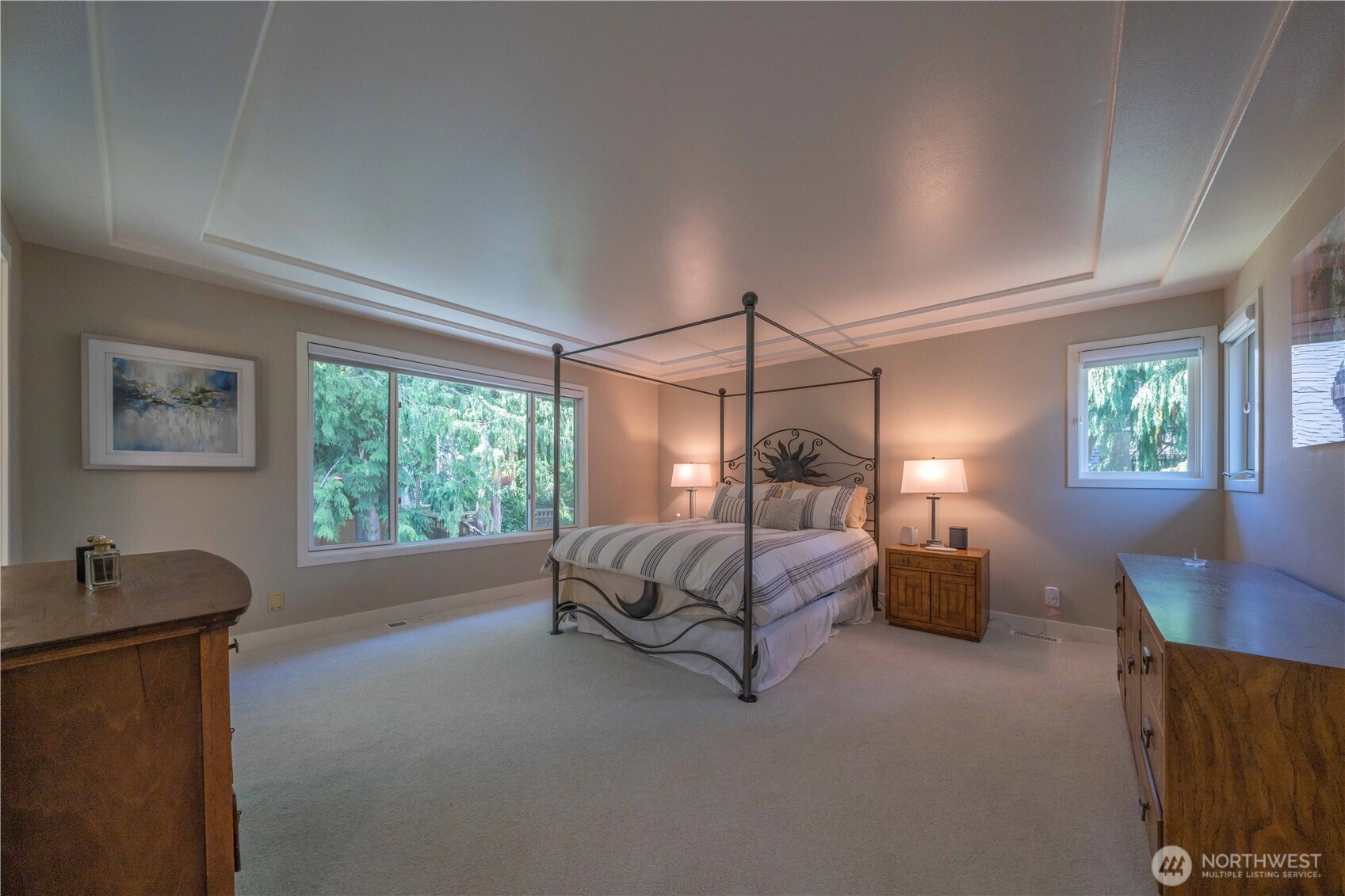 Luxurious Primary...with custom designed ceiling...View the night constellations with a black light.