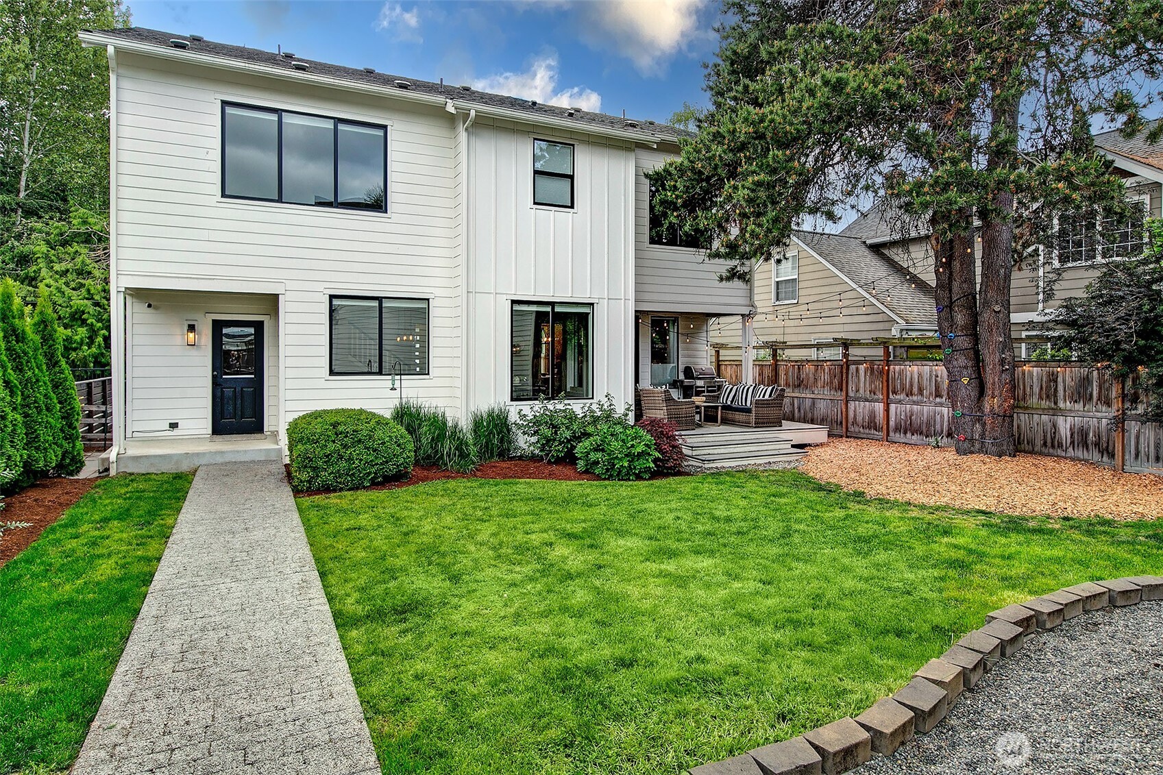 perspective from the garage ADU/Bonus to the house, Check out all of this excellent open space; level and grassy fenced yard.