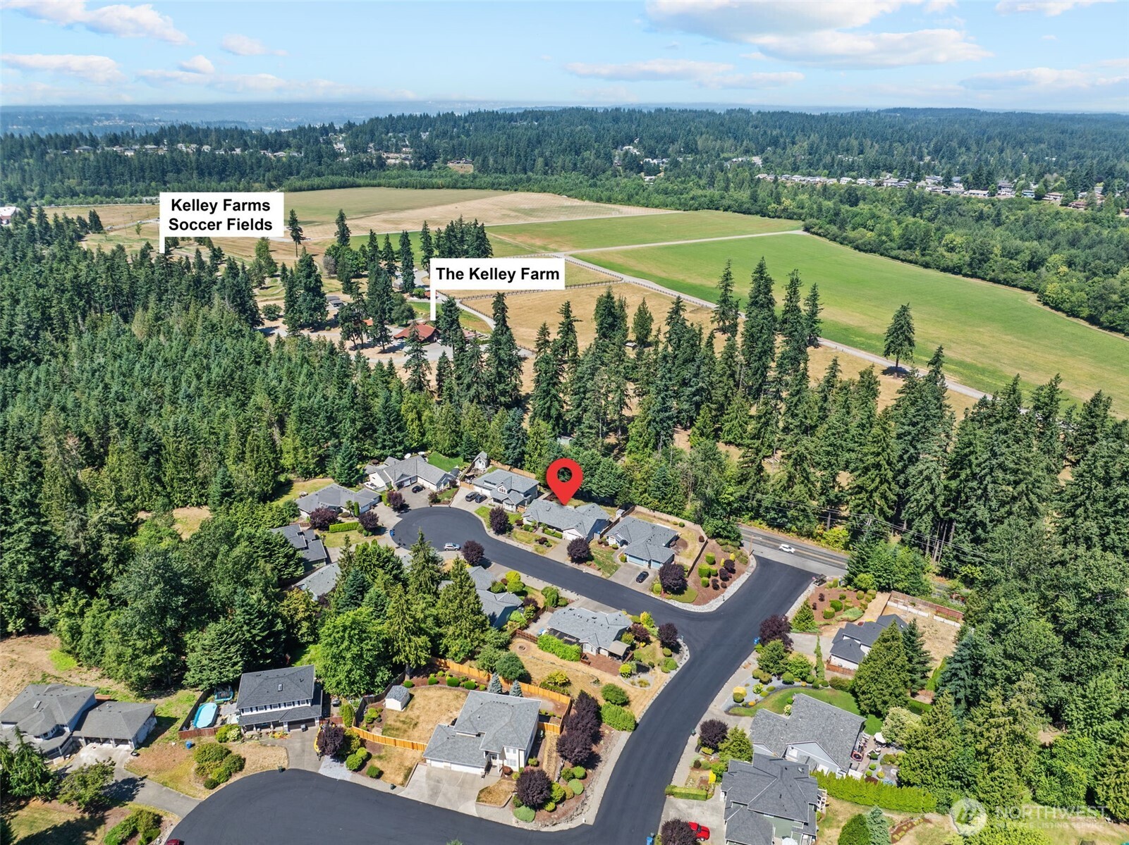 On location pin point and proximity to The Kelley Farm and Soccer Fields.