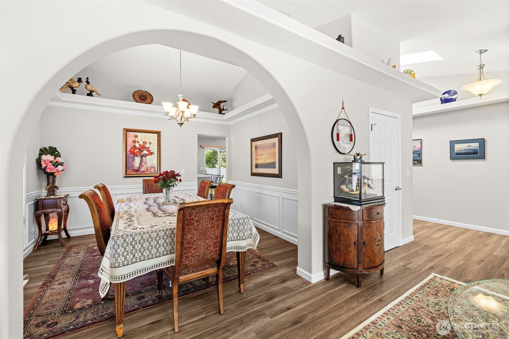 Extensive millwork contributes to the architectural interest of this home.
