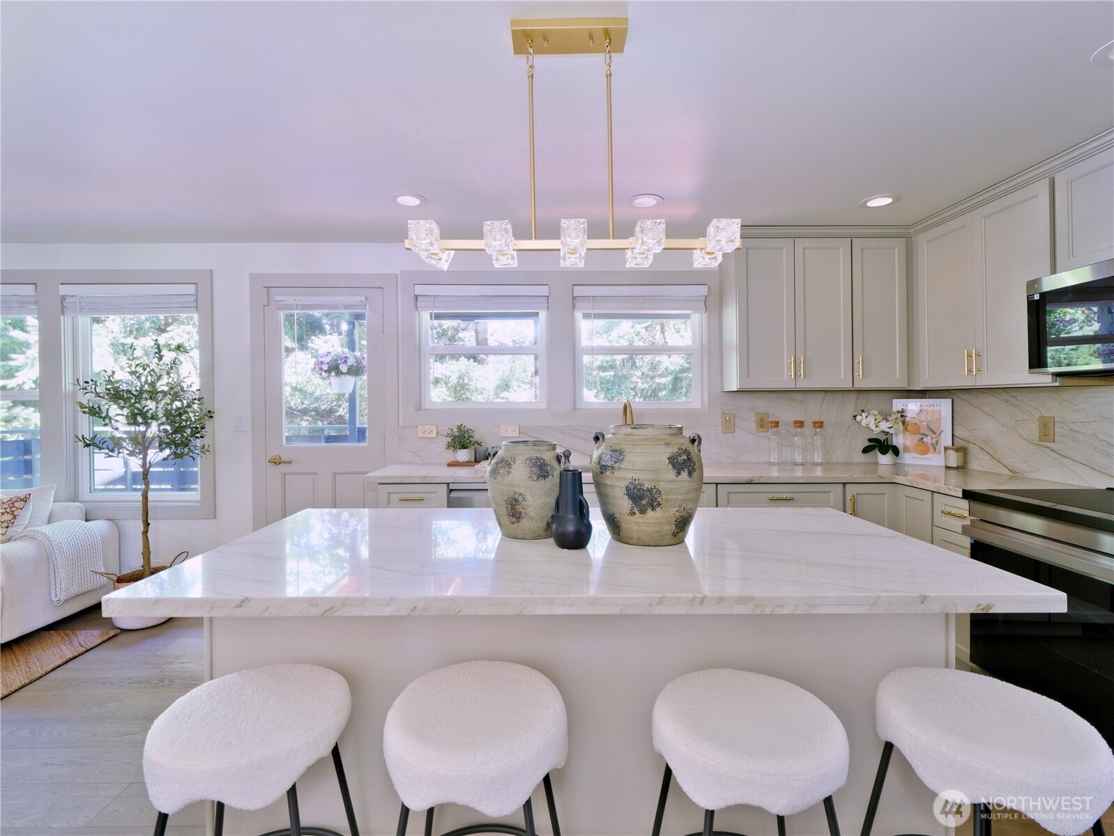 Kitchen leads into a beautiful spacious deck
