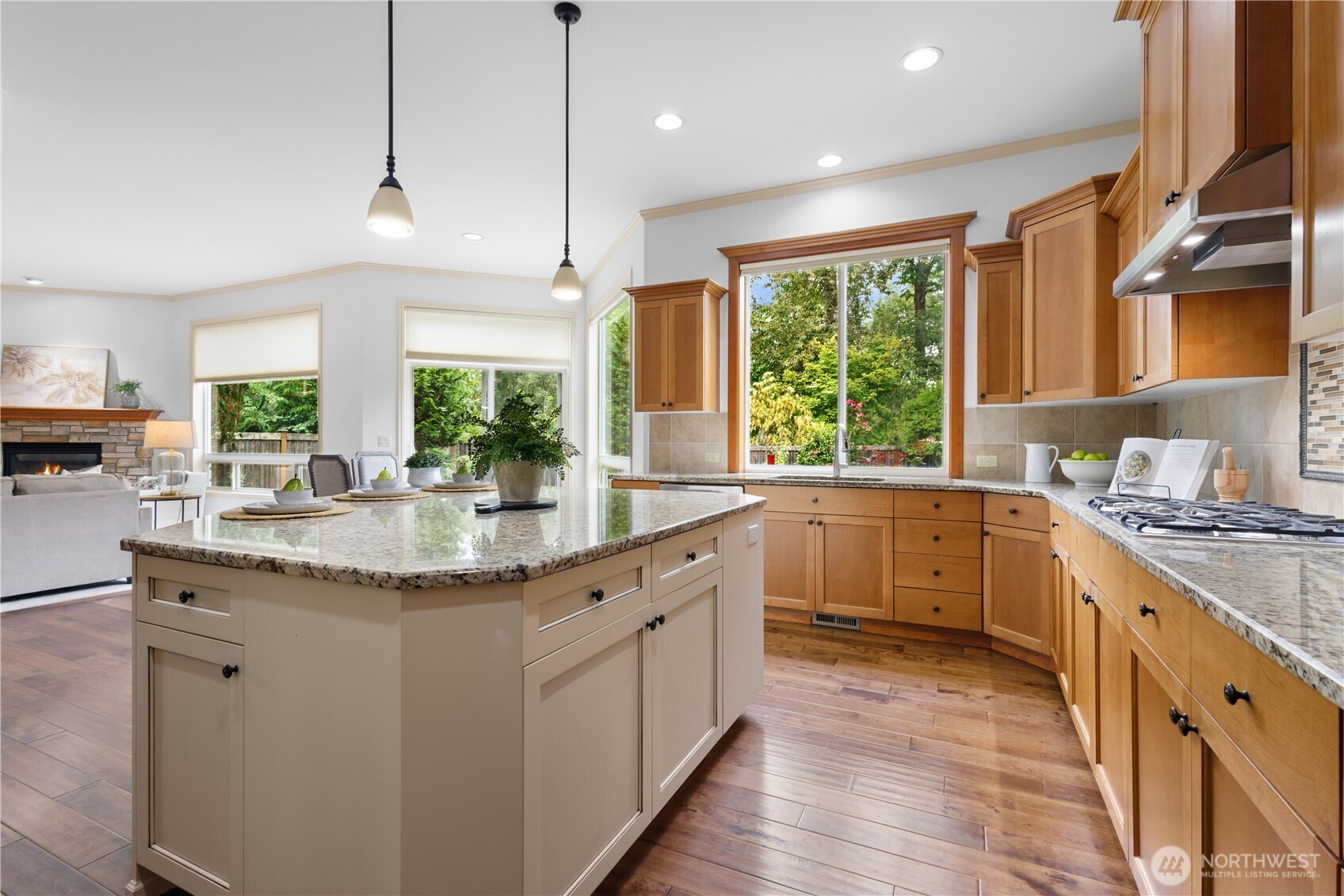 Kitchen flows beautifully into the great room for effortless hosting.