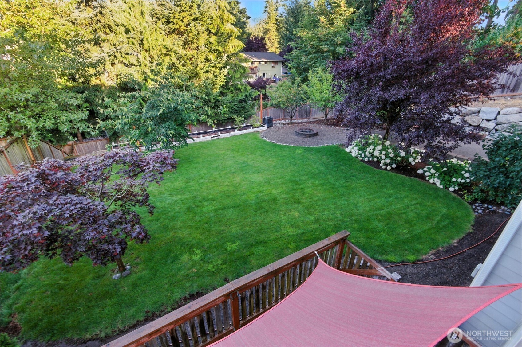 Overlooking the backyard