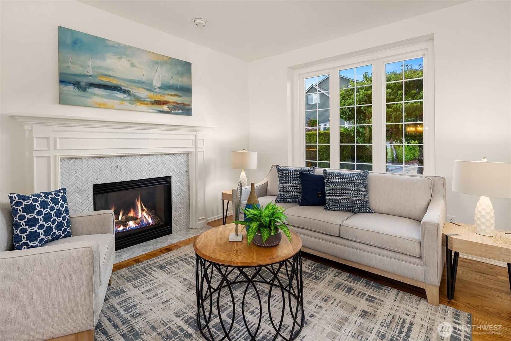 Gas fireplace.