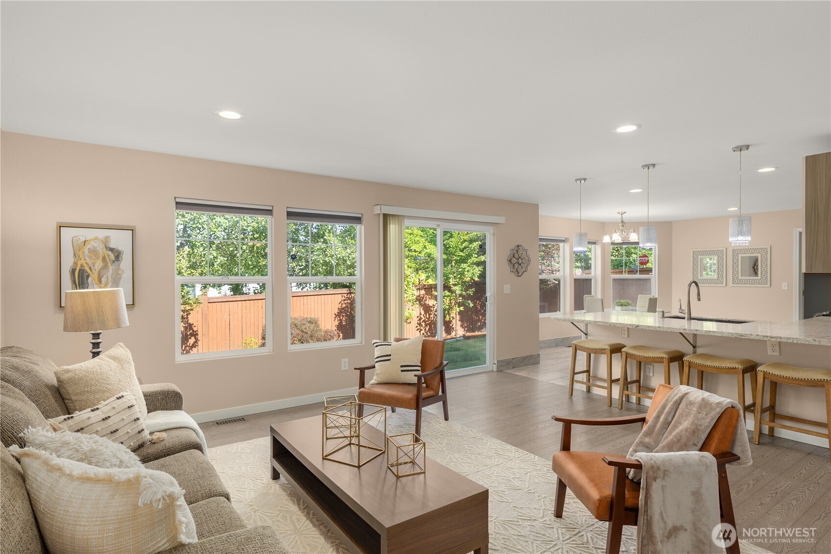 Enjoy family room open to the updated kitchen with breakfast area.