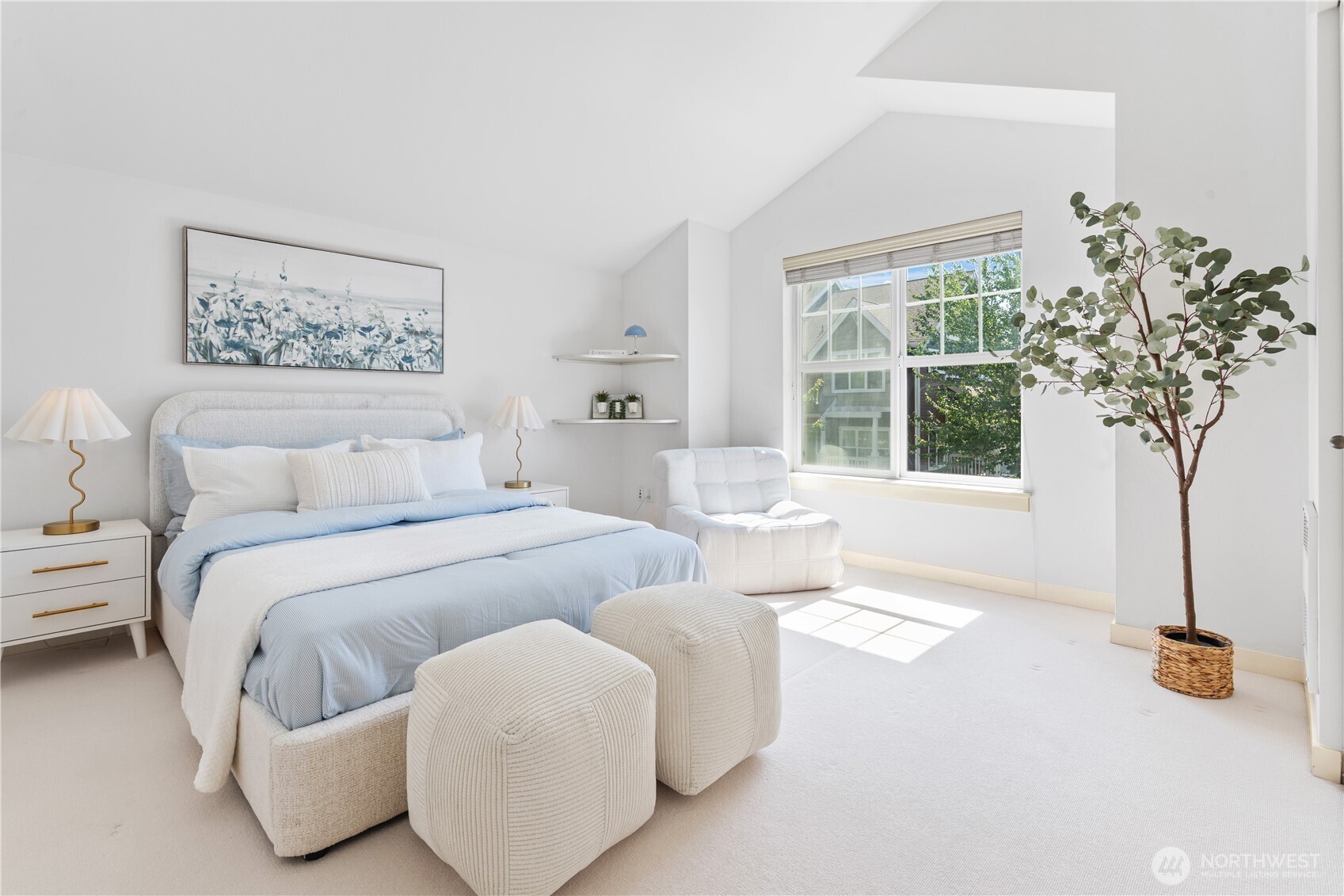 vaulted ceiling guest bedroom