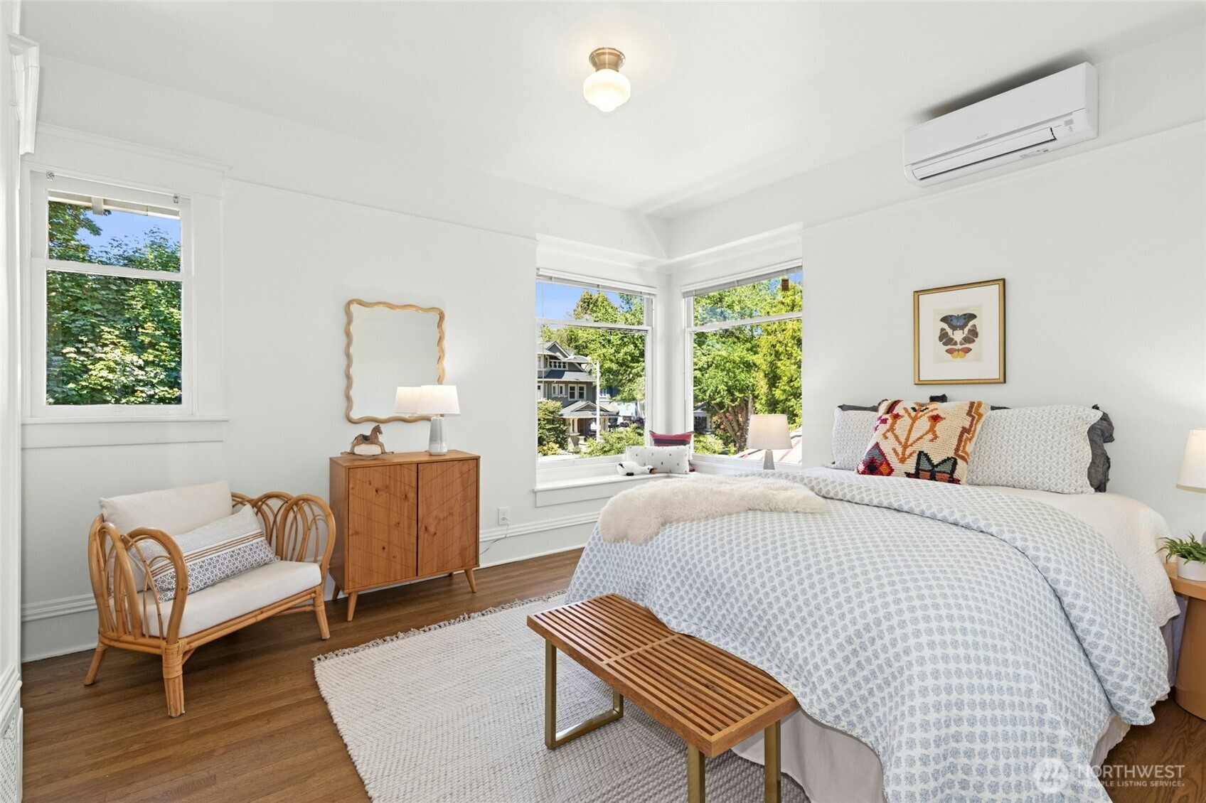 One of 3 bedrooms on the 2nd floor, this one is set in the NW corner of the 2nd floor.