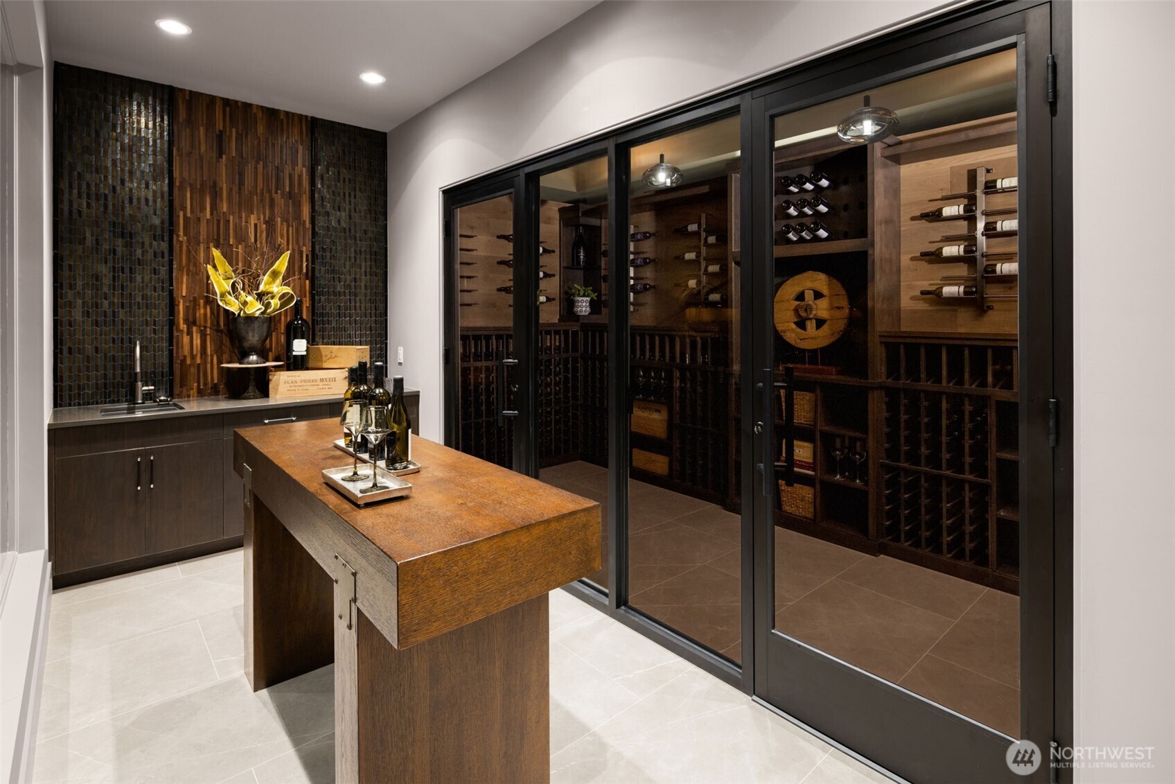 Tasting room elegance, cellar treasures beyond.