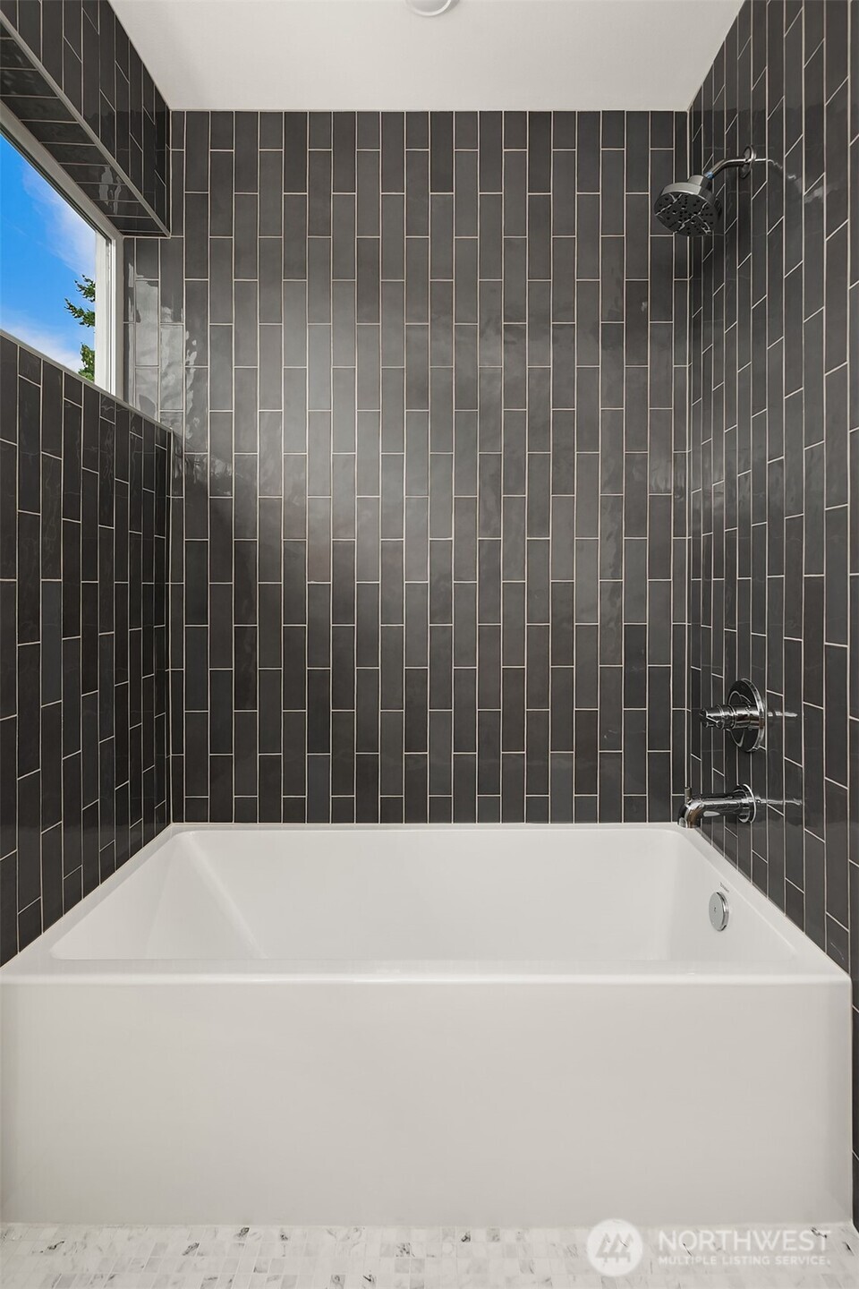 Tub with Tile Surround in Guest Bathroom