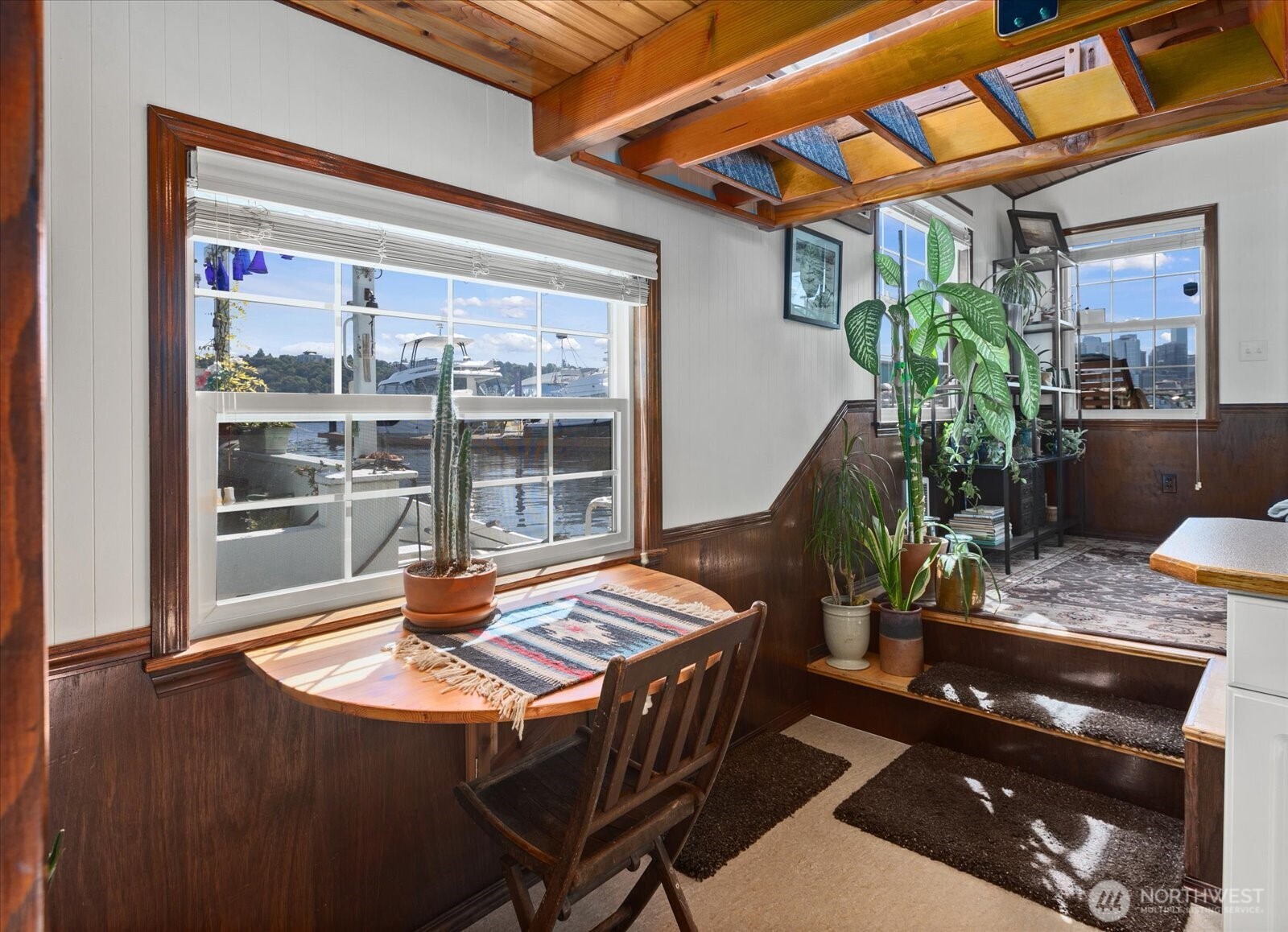 Breakfast nook table that folds down when not in use