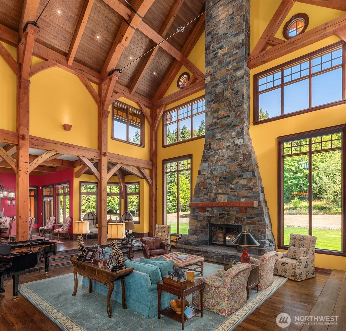 Great Room with 43 foot ceiling.