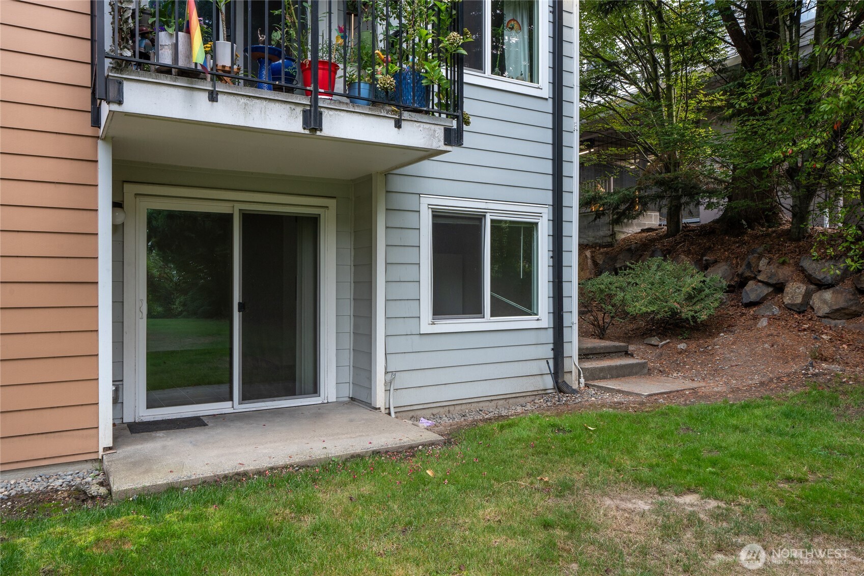 Looking back to your apartment building shows the depth of the landscaping