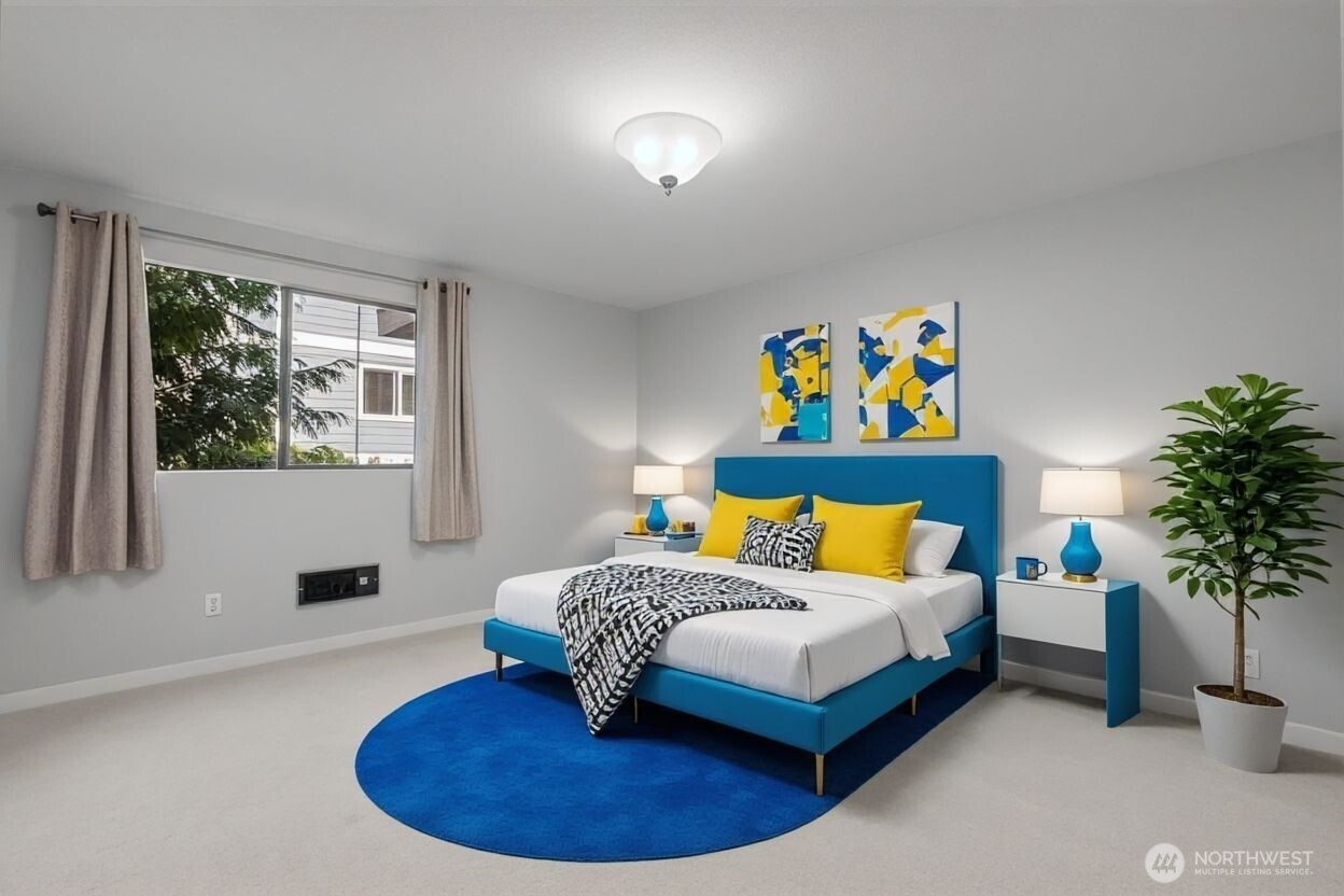 Primary bedroom with ensuite ¾ bath and abundant closet space