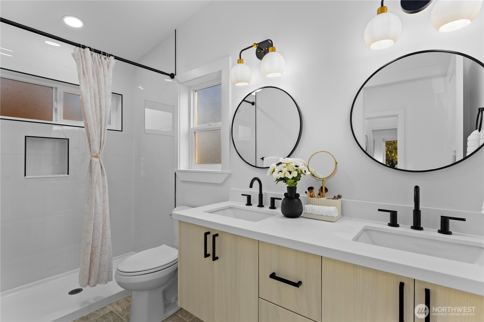 Primary 3/4 Bathroom with Double Sink Vanity