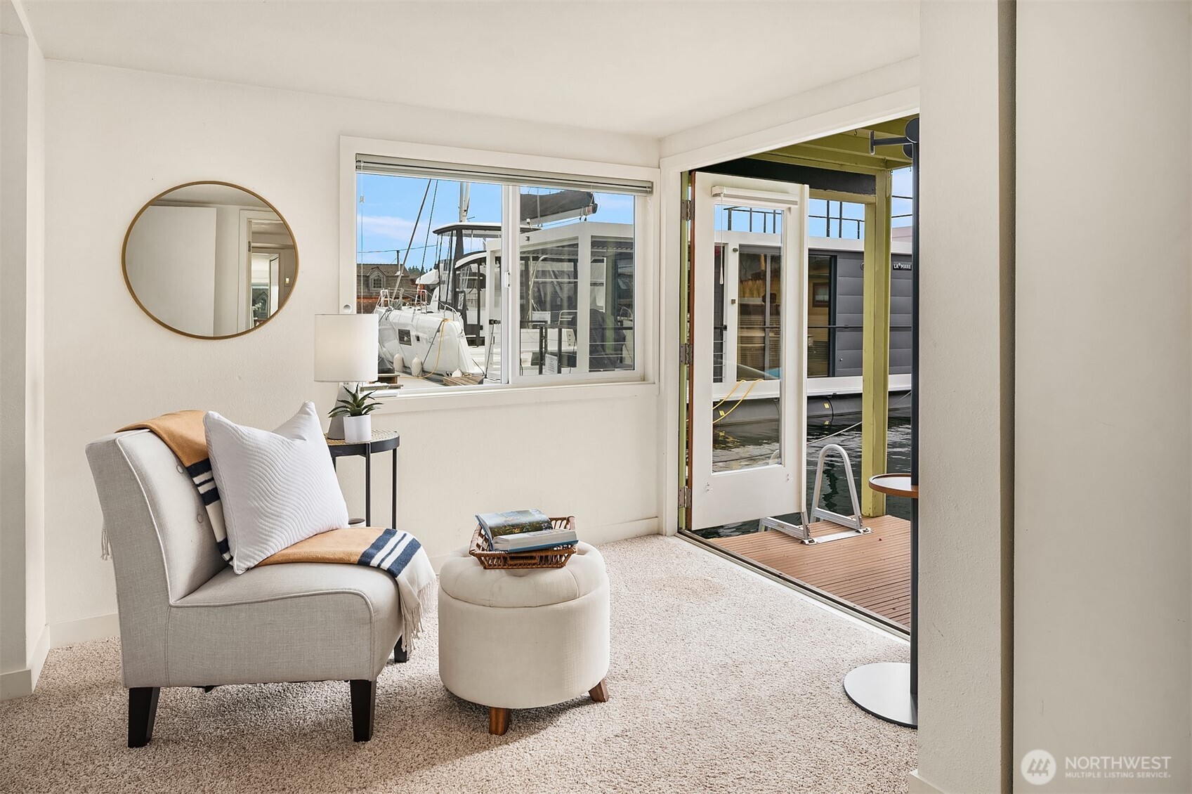 Skylight and expansive windows.