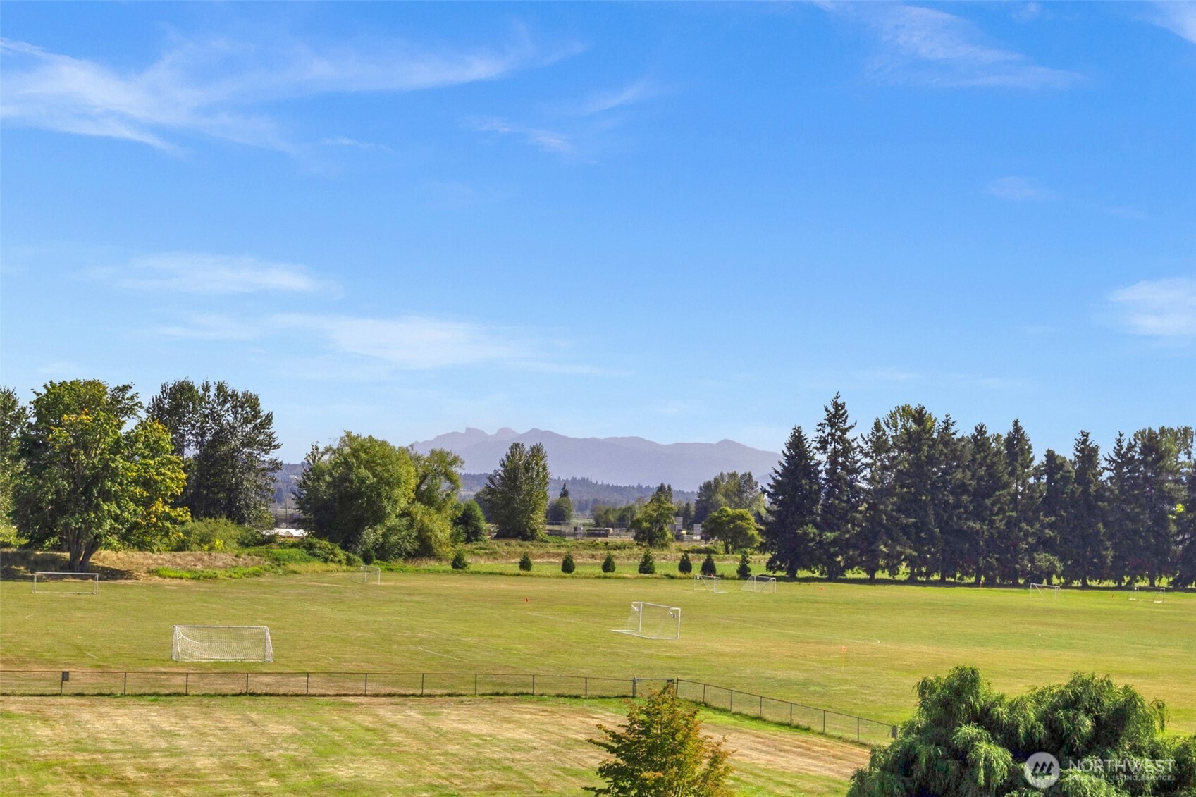 Mountain views to the east.