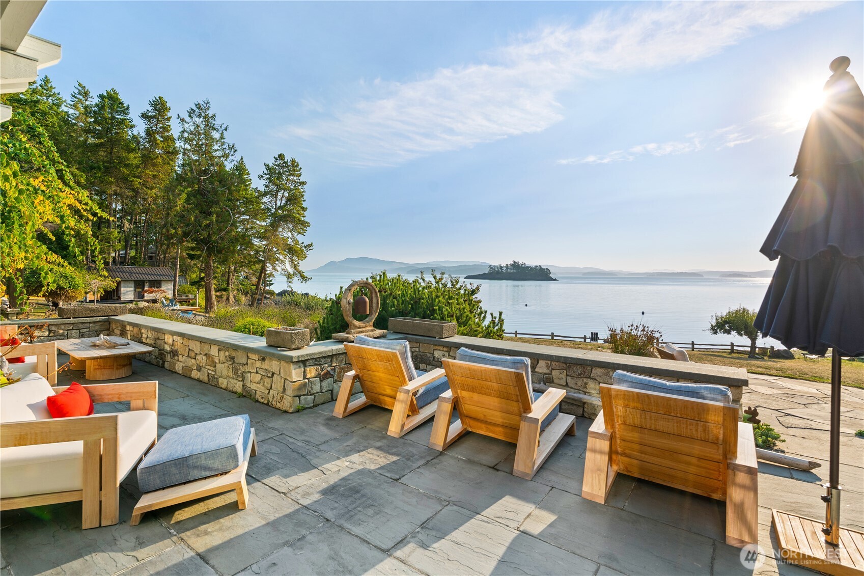 Patio facing Rocky Bay, Orcas and O'Neil Islands.