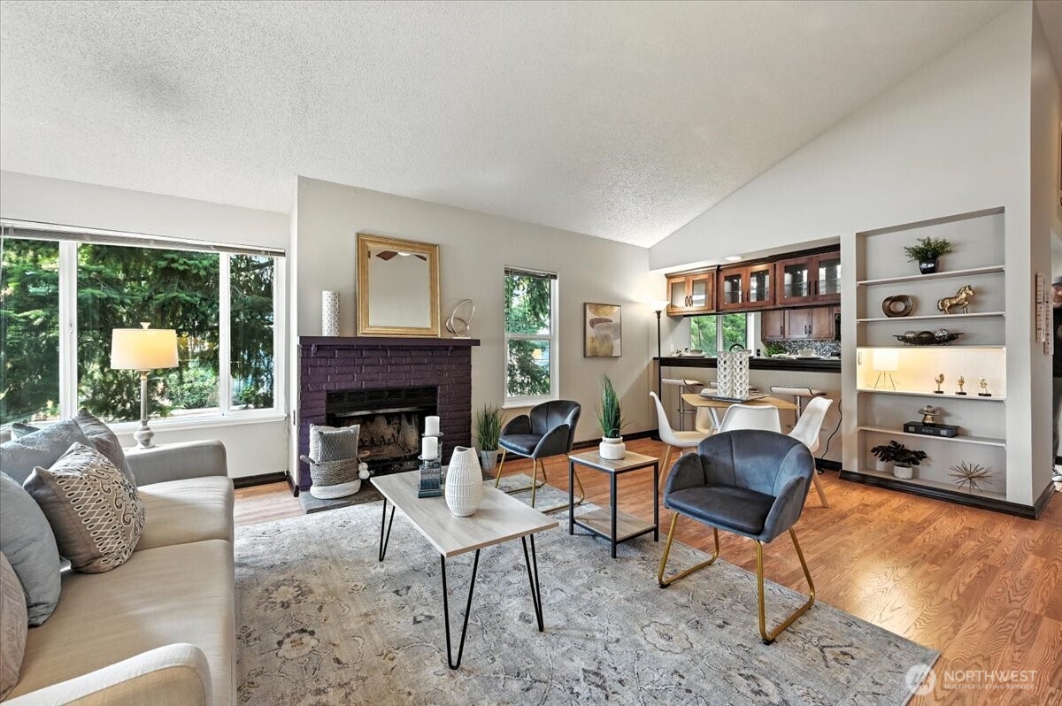 Huge living room with tons of windows and natural light