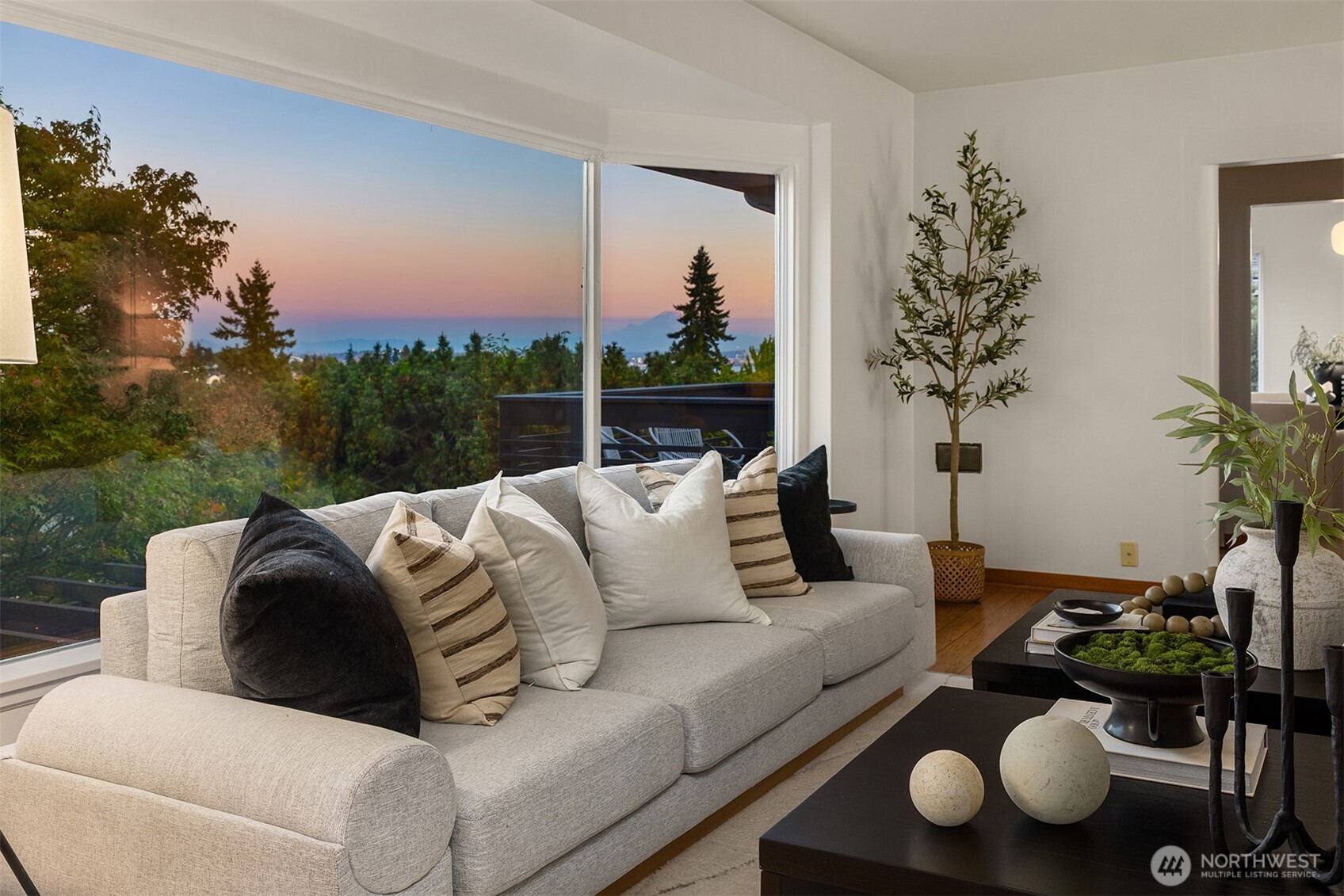 Big windows in the living room for lots of light and Rainier views