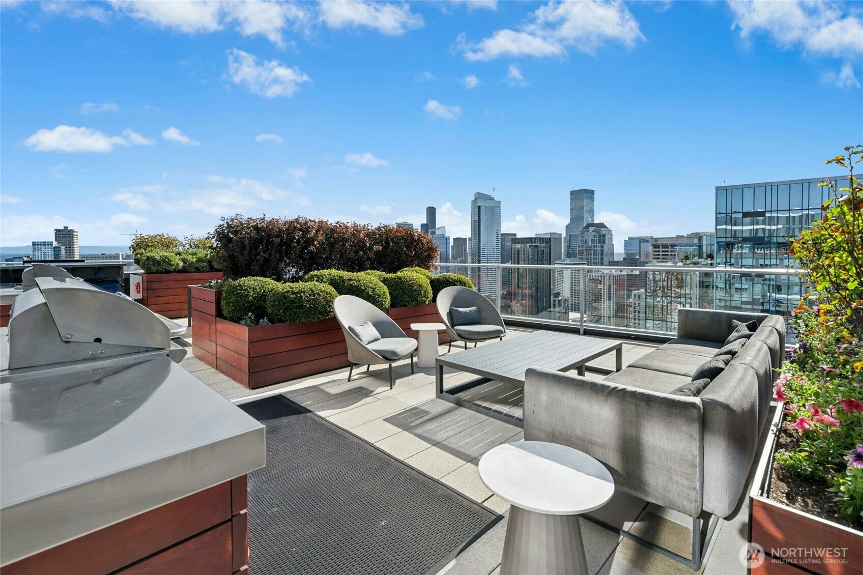 Outdoor sitting space on top floor