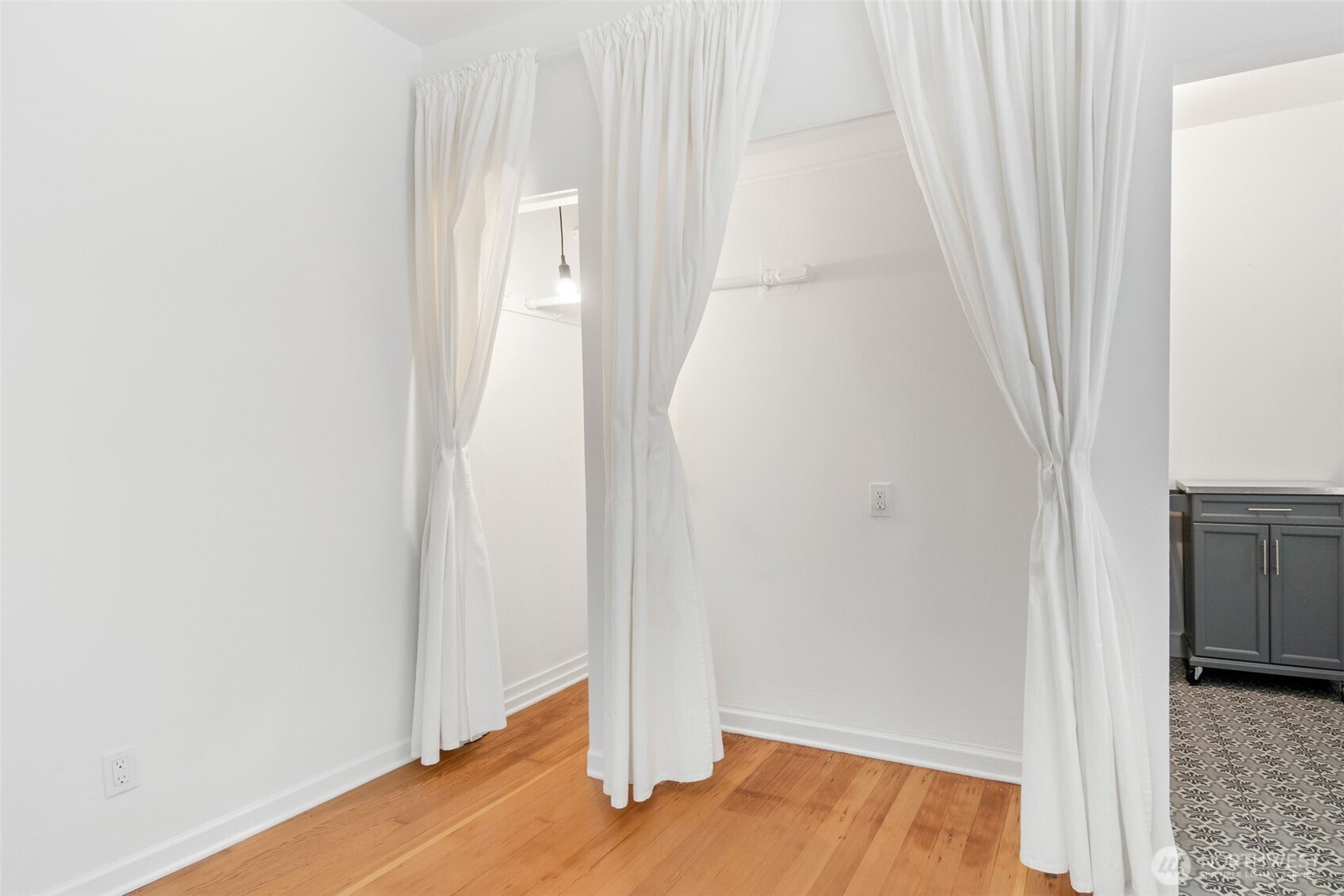 Perfect alcove for Murphy Bed- deep closet on the left