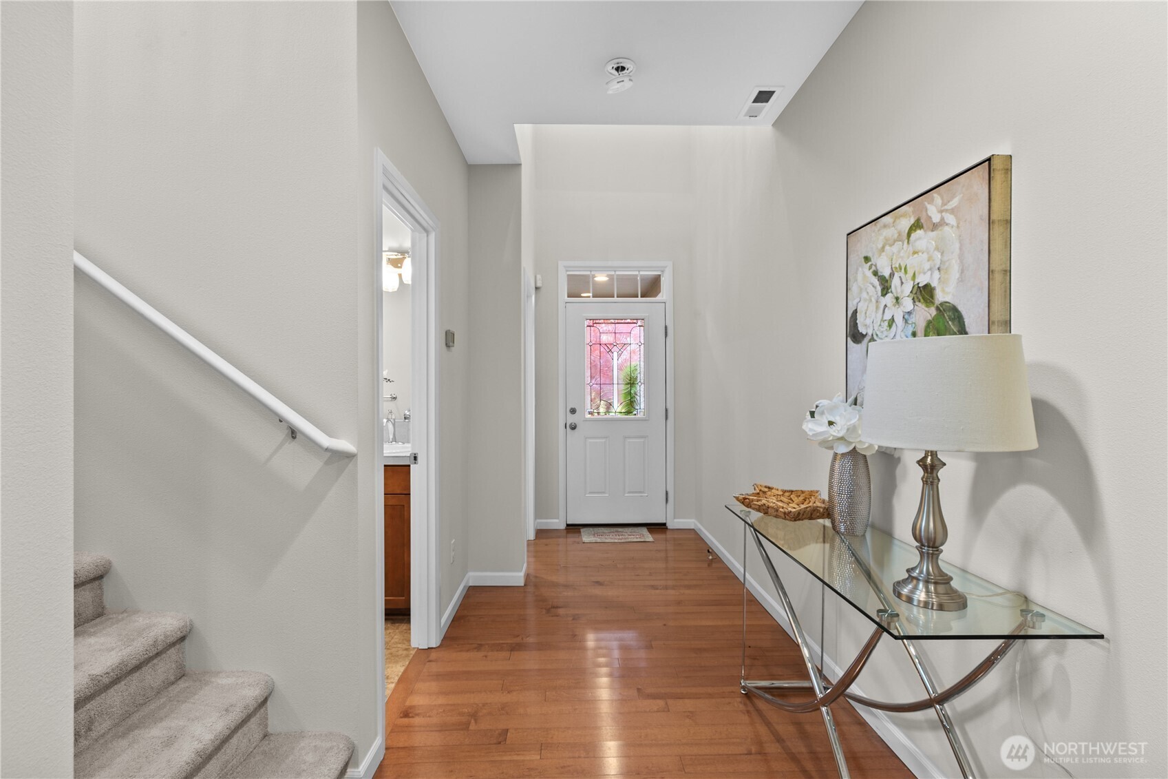 Beautiful wood floors and high ceilings