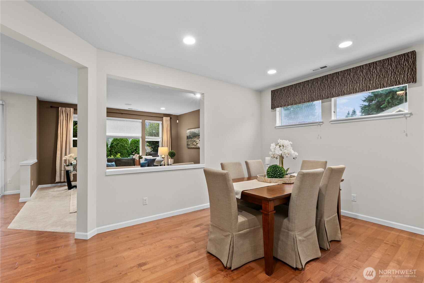 Formal, open dining room