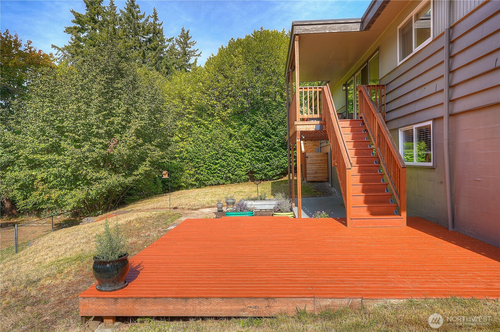 Outside lower level deck connects patio & upper deck for easy flow entertainment….