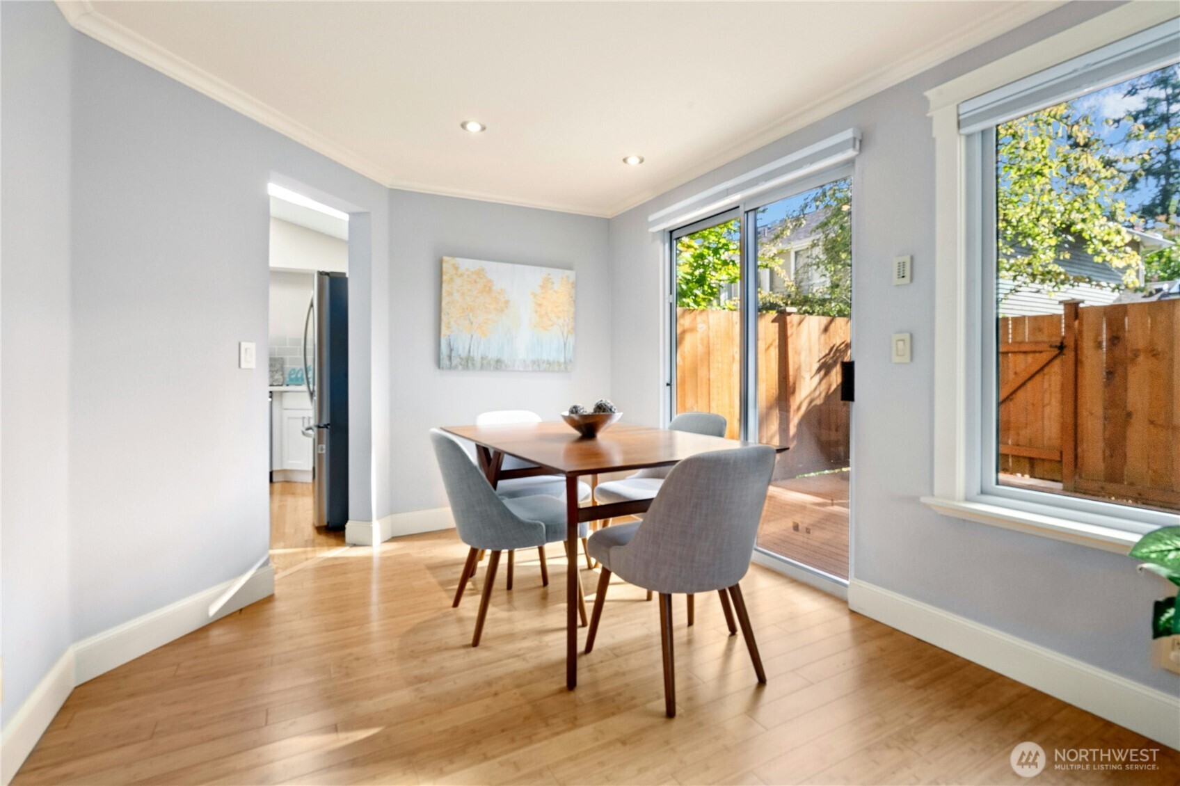 Dining Room leads to back deck