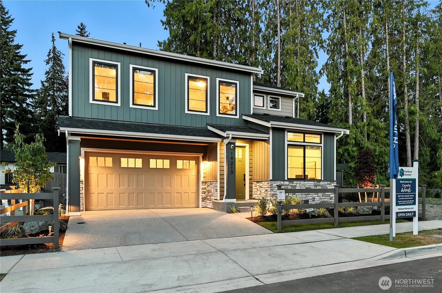 Photo of Coyote Woods Model Home showing Elevation B. Lot 07 will be built with Elevation A.