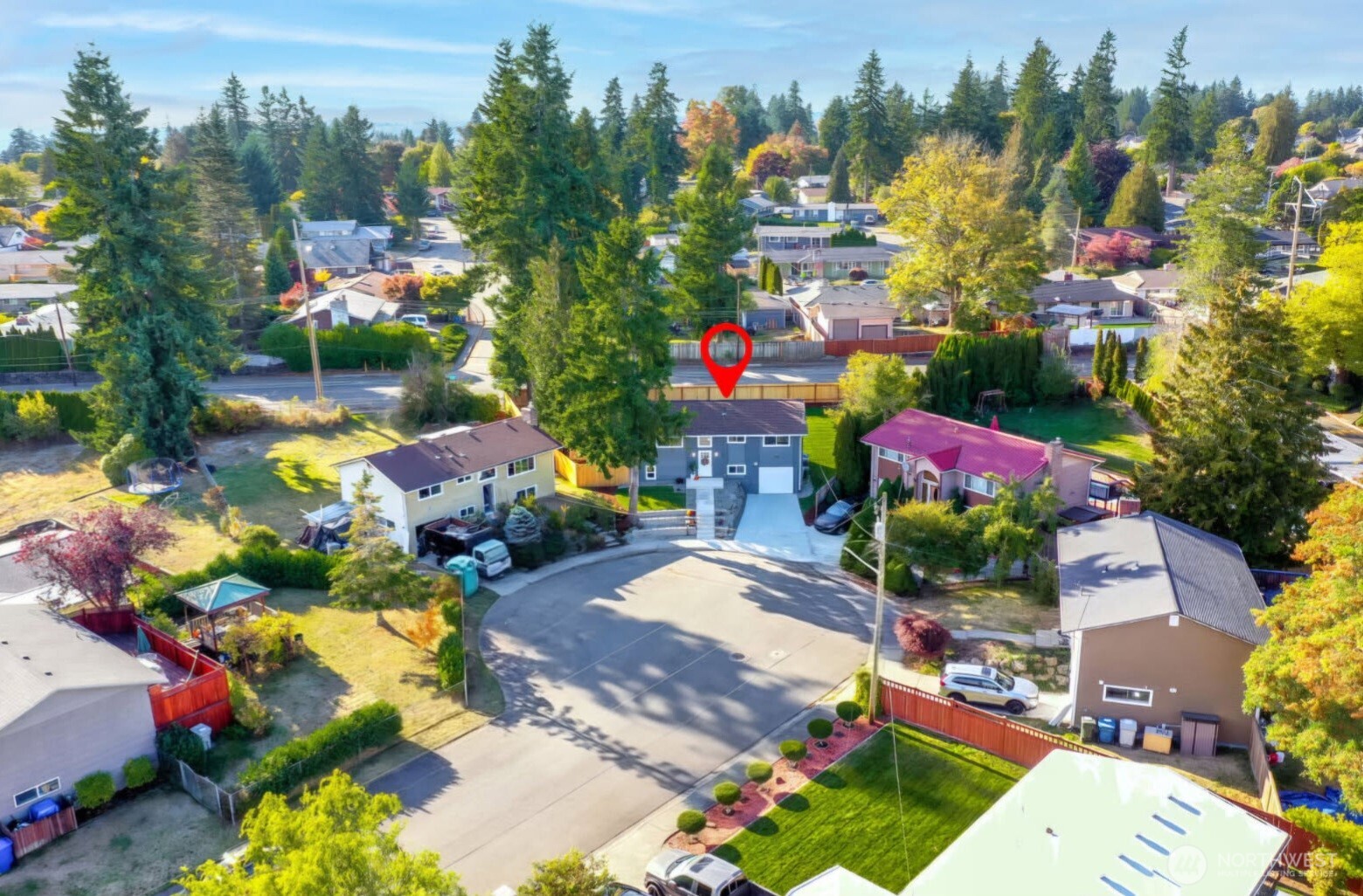 Quiet cul-de sac setting. The home next door is being remodeled for even better curb appeal by Nov.