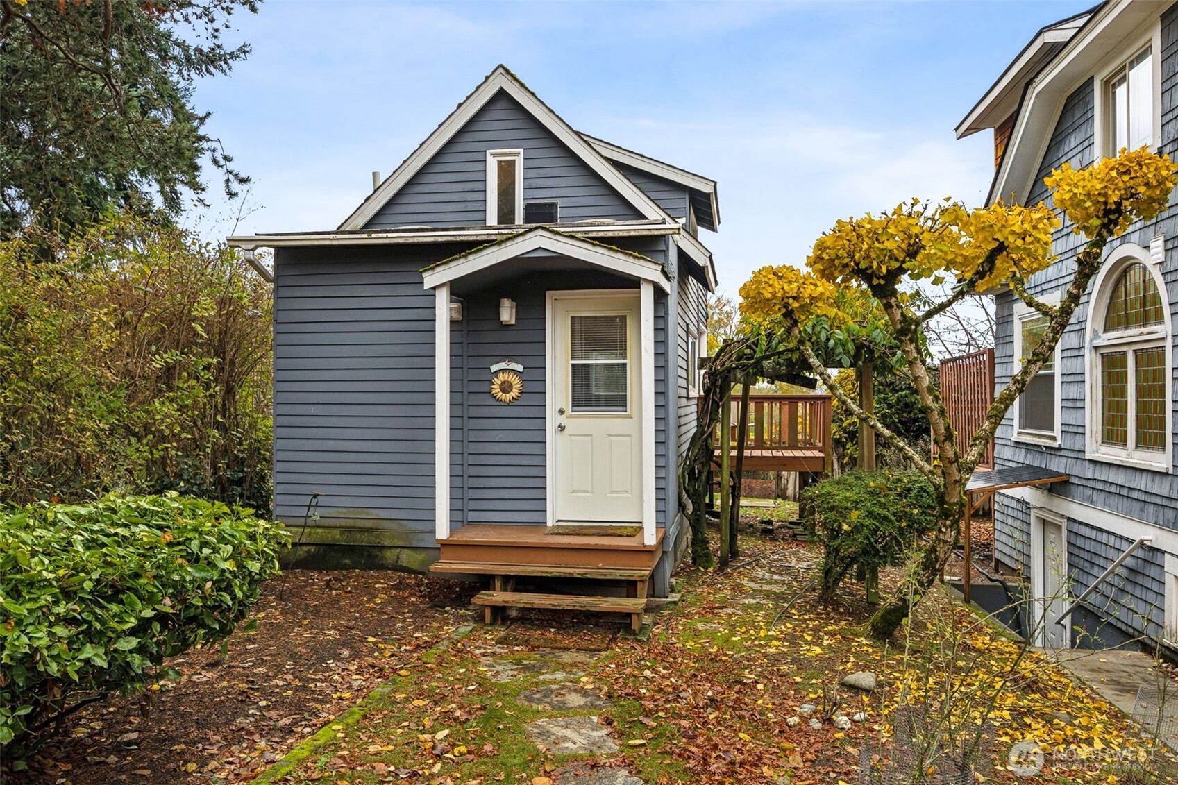 The Cottage is a small home with loft sleeping area, 3/4 bath, mini kitchen and laundry.